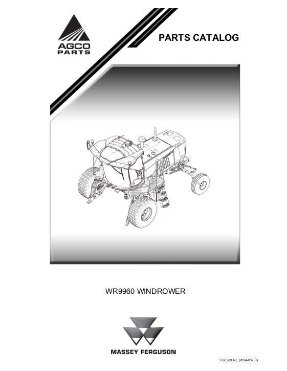 AGCO WR9960 Windrower Tractor Parts Book 652392ENE English