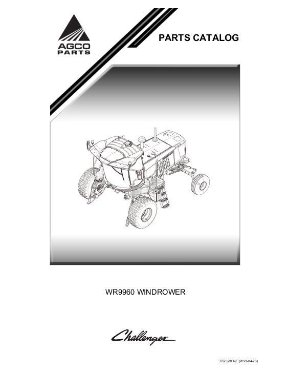 AGCO WR9960 Windrower Tractor Parts Book 652393ENE English