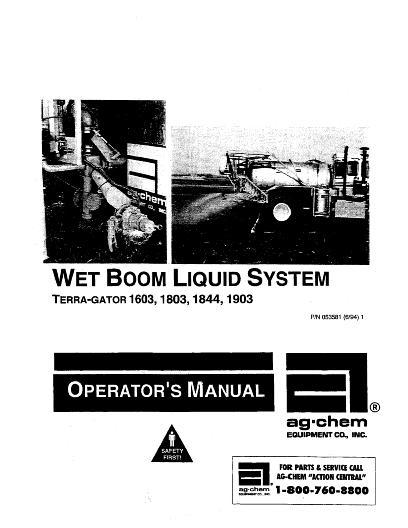AGCO Wet Boom TerraGator (liquid system, 1995-97) Operator Manual AG053581 English
