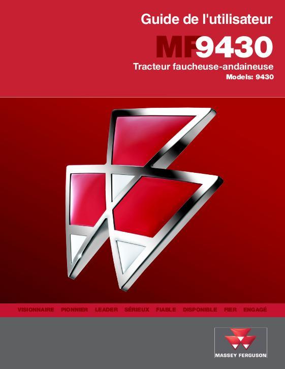 AGCO Windrower Tractor Operator Manual 700730403D French