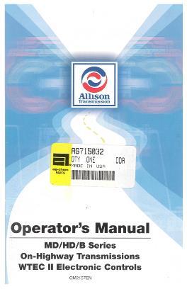 AGCO Wtec 2 Allison (MD HD B transmission control) Operator Manual AG715032 English