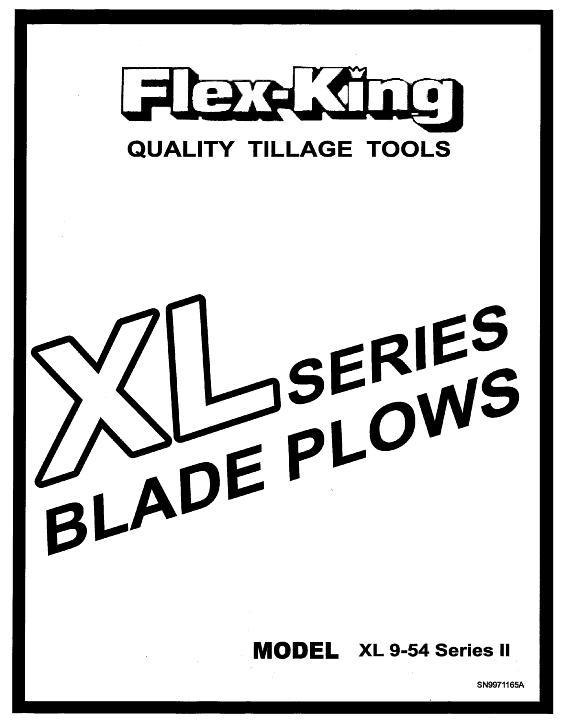 AGCO XL 9-54 Blade Plow (series 2) Operator Manual SN9971165A English