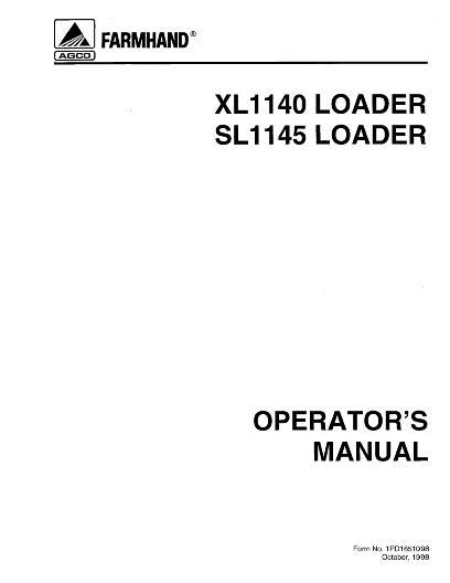 AGCO XL1140 SL1145 Mounted Loader (1998) Operator Manual 1PD1651098 English