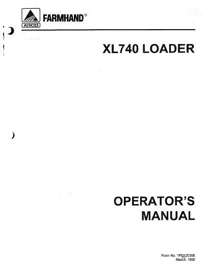 AGCO XL740 Mounted Loader (1996) Operator Manual 1PD150396 English