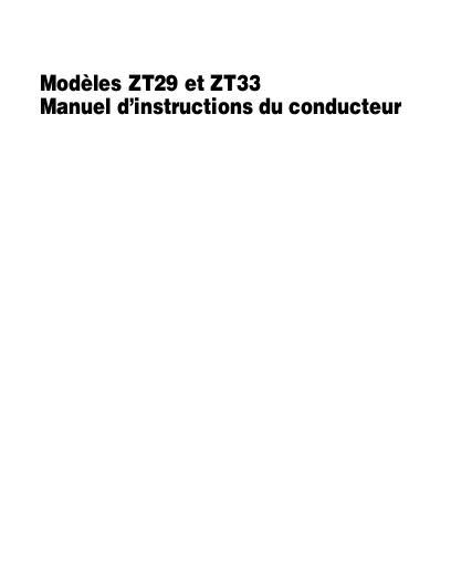 AGCO ZT29 ZT33 Zero Turn Mower Operator Manual 4283022M1 French