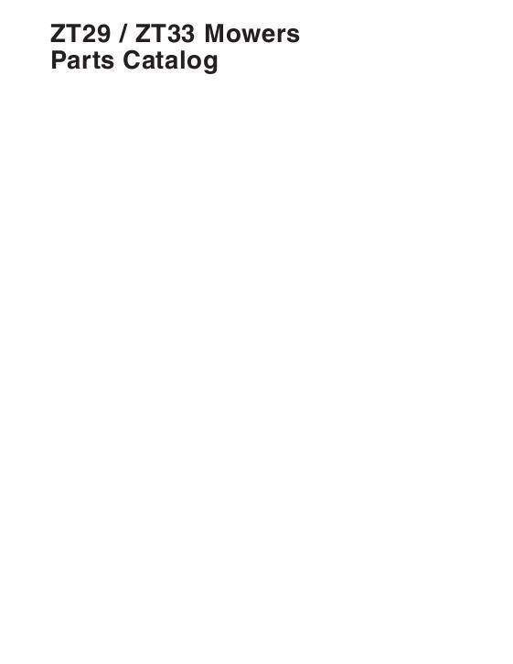 AGCO ZT29 ZT33 Zero Turn Mower Parts Book 651792M92 English
