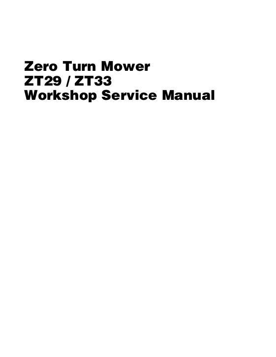 AGCO ZT29 ZT33 Zero Turn Mower (packet) Service Manual 4283357M1 English