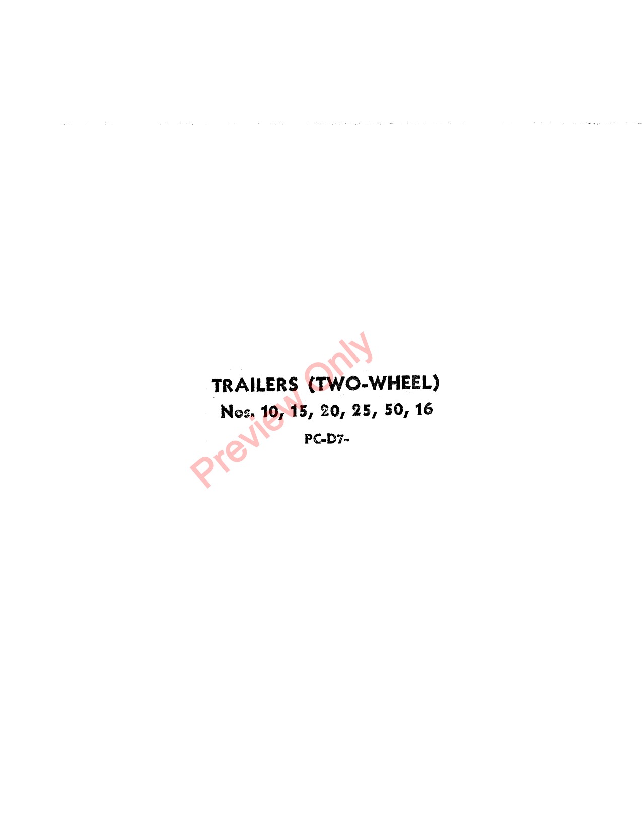 John Deere 10 to 25 50 16 Trailer Parts Catalog PCD7