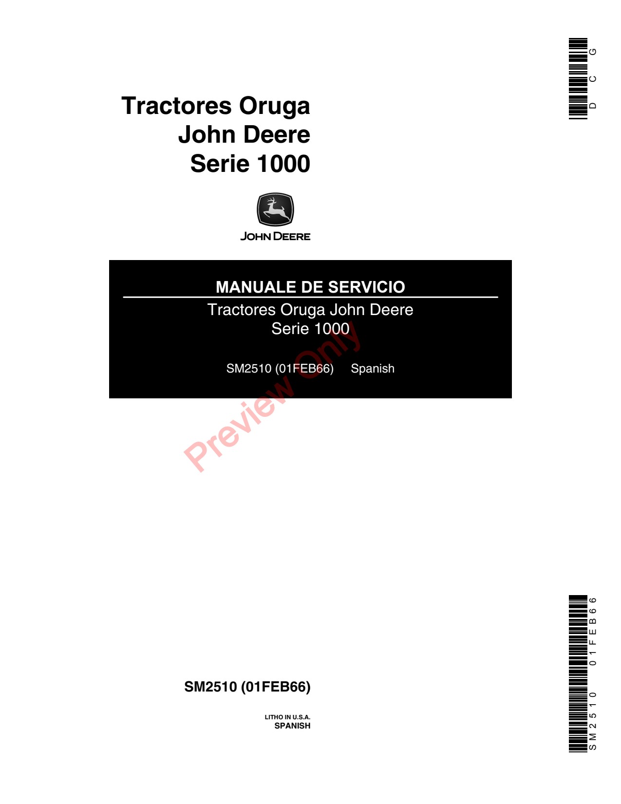 John Deere 1010 1000 Crawler Tractor Service Manual SM2510 ES