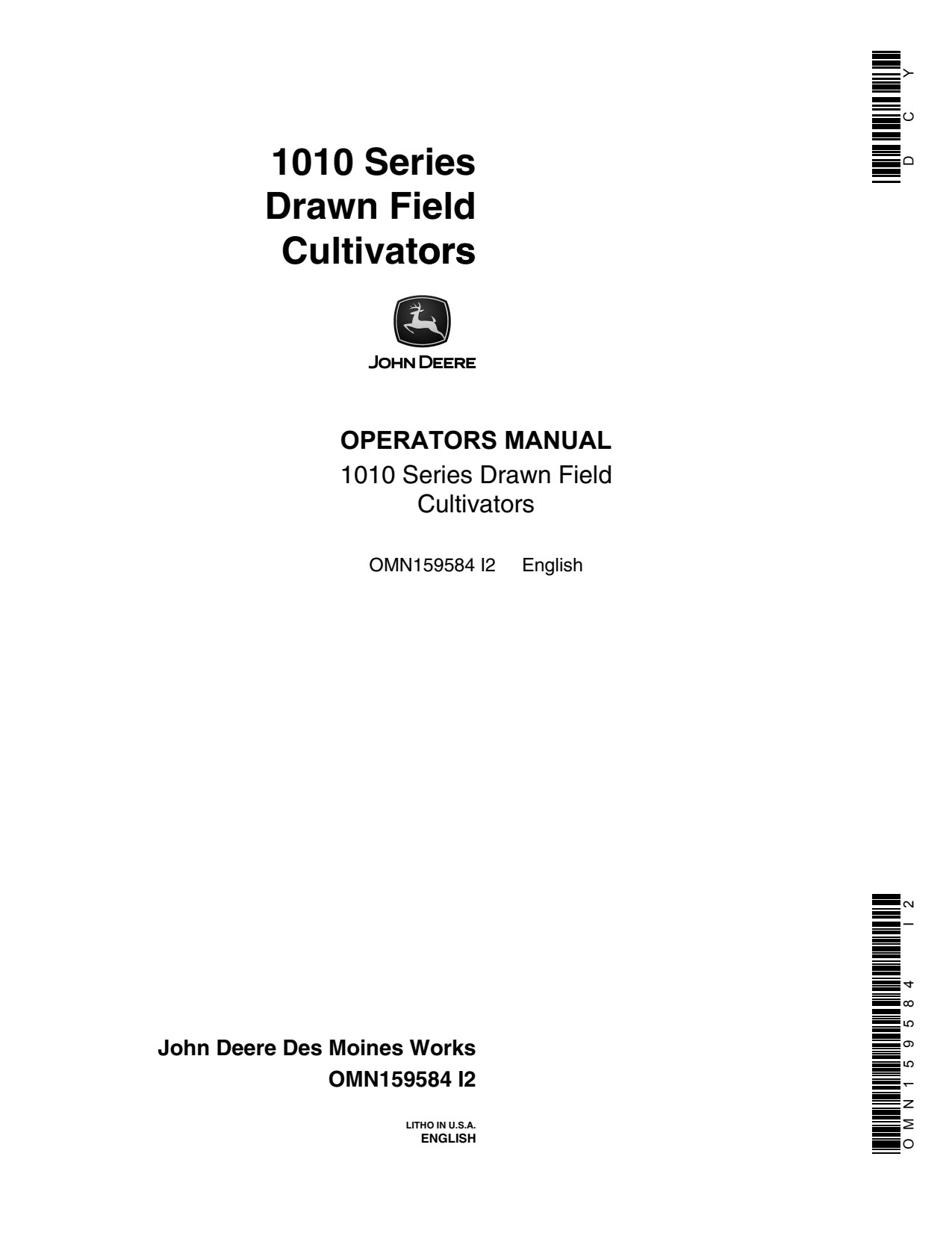 John Deere 1010 Drawn Field Cultivator Operator Manual OMN159584 1 John Deere 1010 Drawn Field Cultivator Operator Manual OMN159584