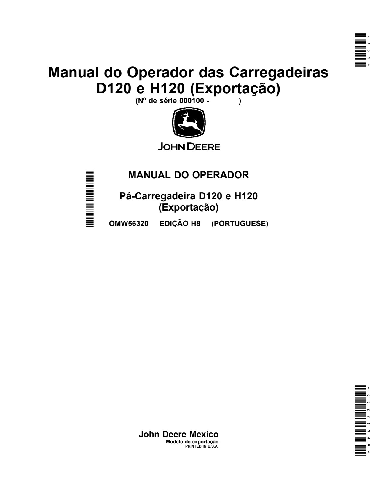 John Deere 1023E 1026R Tractors D120 H120 Loader Operator Manual OMW56320 PT 1 John Deere 1023E 1026R Tractors D120 H120 Loader Operator Manual OMW56320 PT