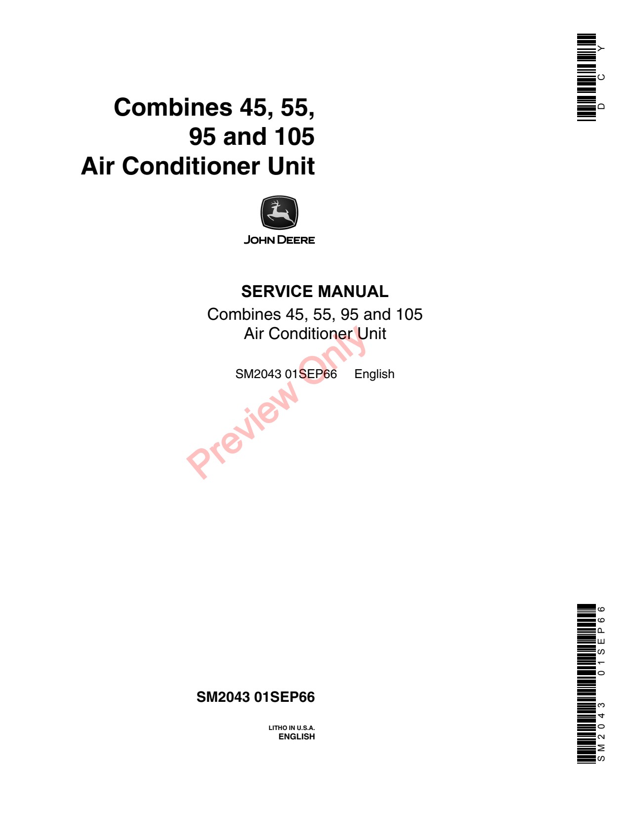 John Deere 105 55 95 45 Combine Technical Manual SM2043