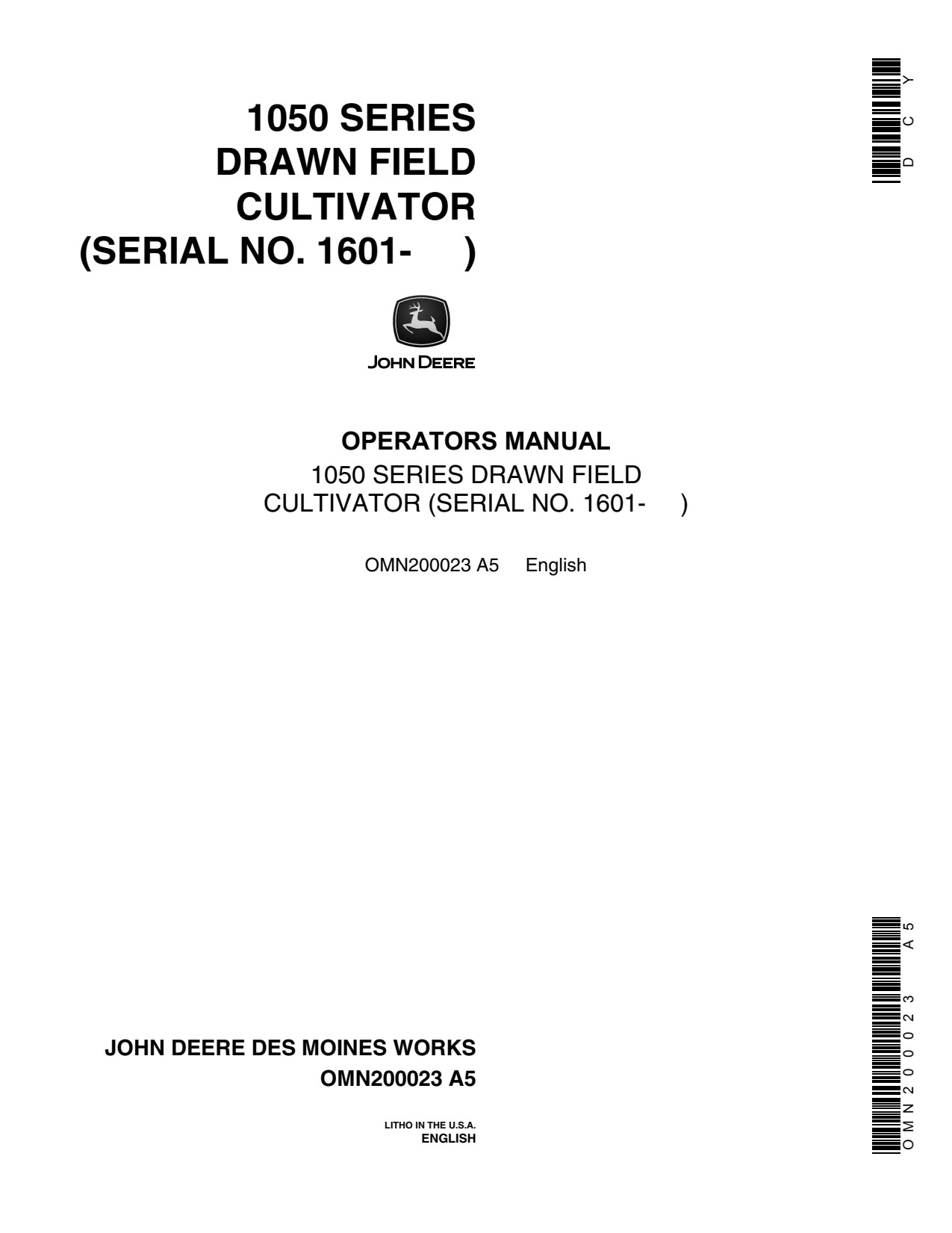 John Deere 1050 Drawn Field Cultivator Operator Manual OMN200023 1 John Deere 1050 Drawn Field Cultivator Operator Manual OMN200023