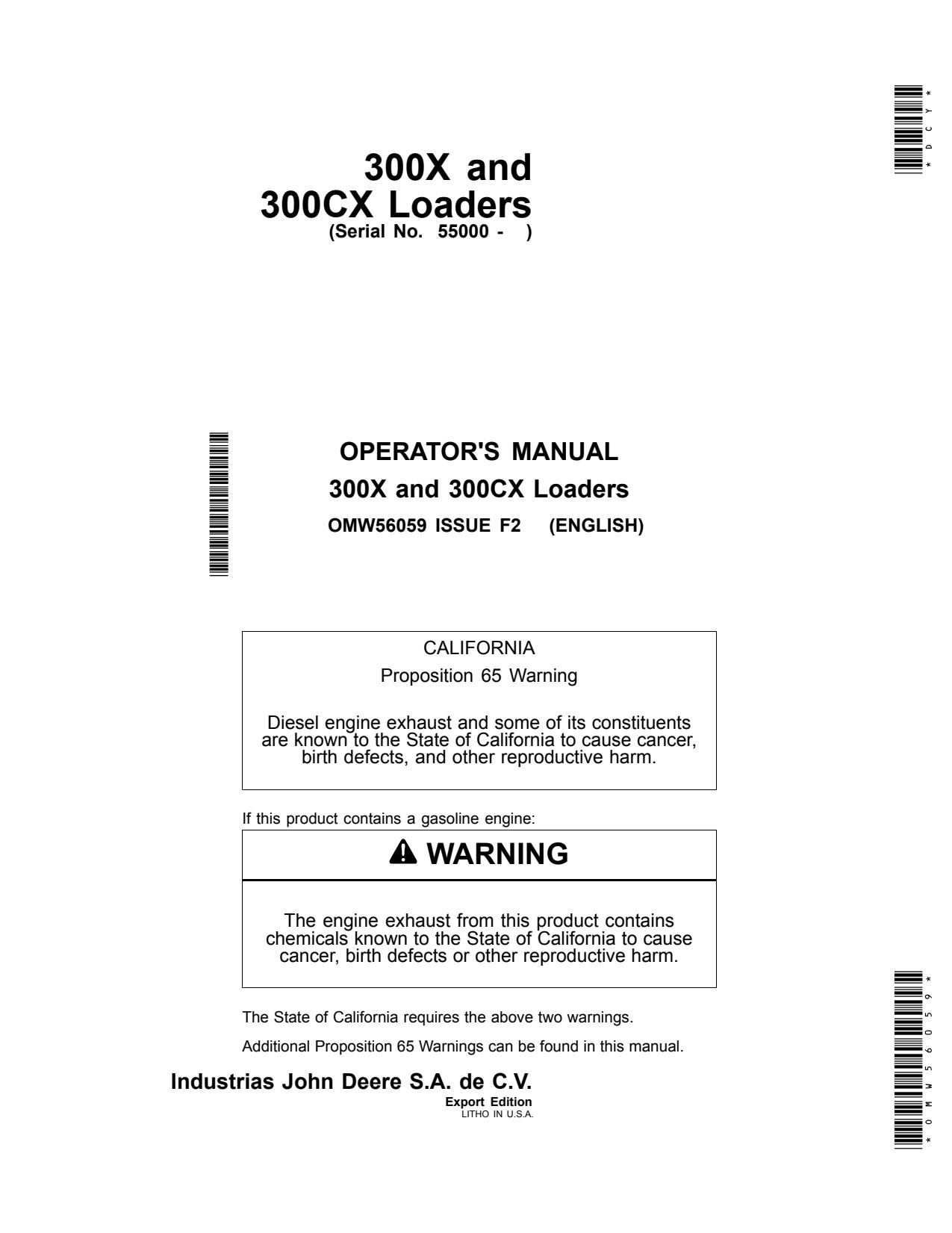John Deere 1070 970 990 955 870 855 4005 300X 300CX Loader Operator Manual OMW56059 1 John Deere 1070 970 990 955 870 855 4005 300X 300CX Loader Operator Manual OMW56059