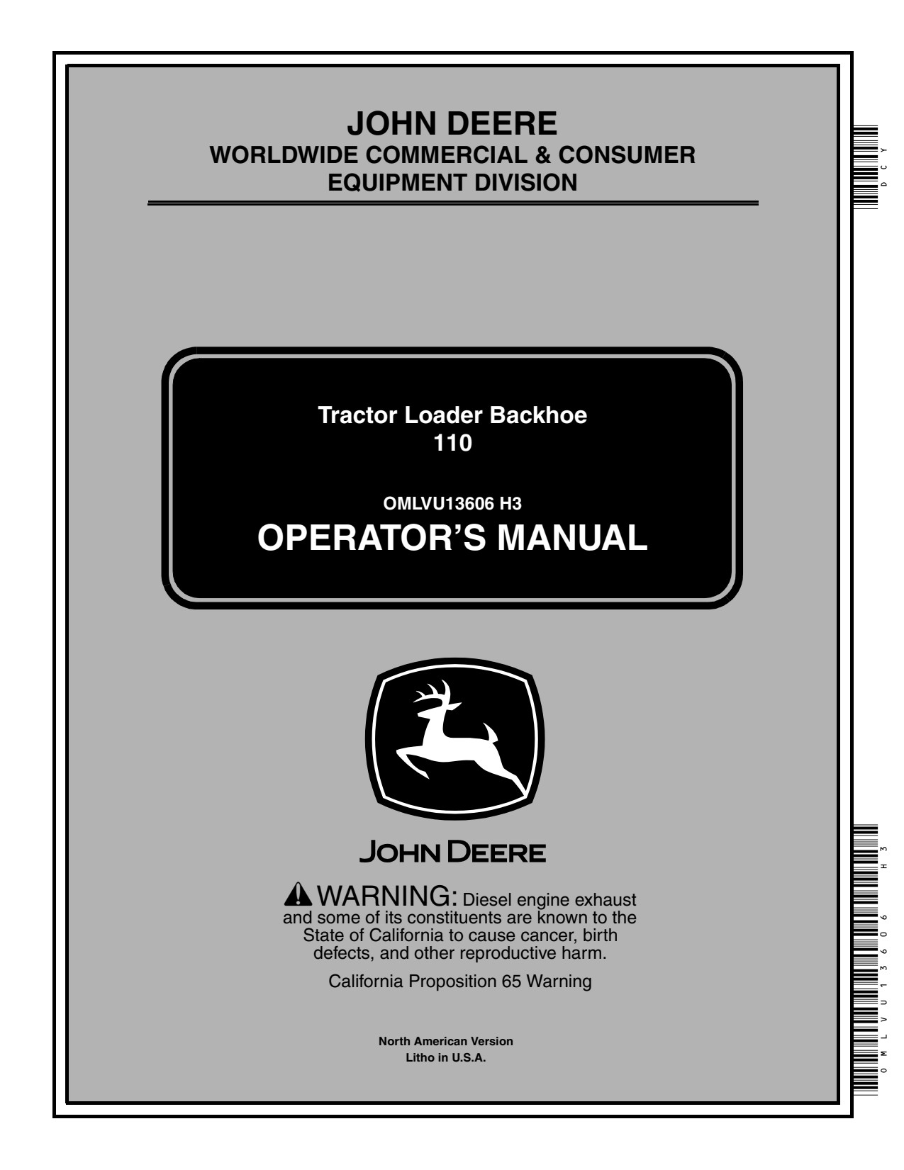 John Deere 110 Tractor Loader Backhoe Operator Manual OMLVU13606 1 John Deere 110 Tractor Loader Backhoe Operator Manual OMLVU13606