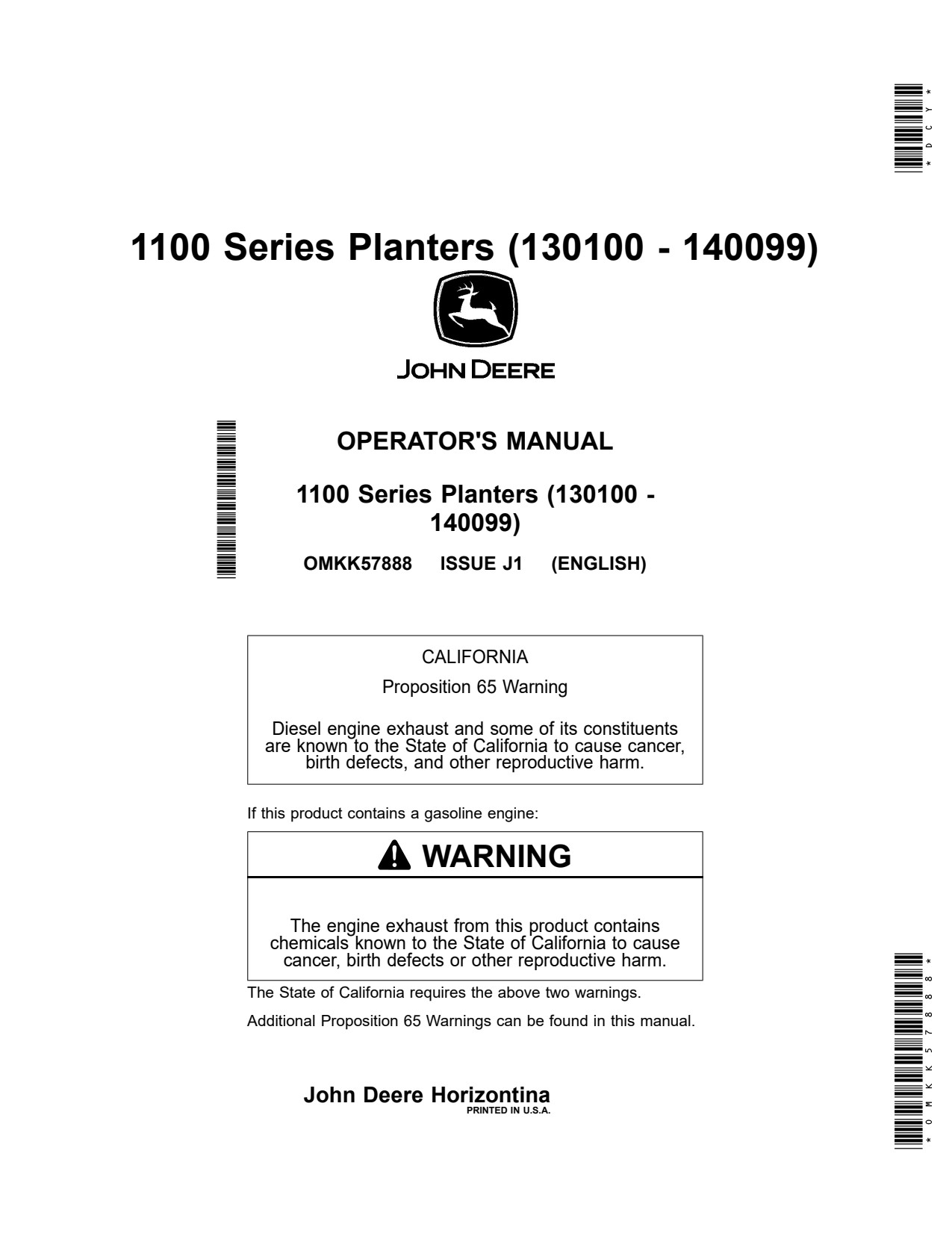 John Deere 1107 1113 1111 1109 1100 Planter Operator Manual OMKK57888 1 John Deere 1107 1113 1111 1109 1100 Planter Operator Manual OMKK57888
