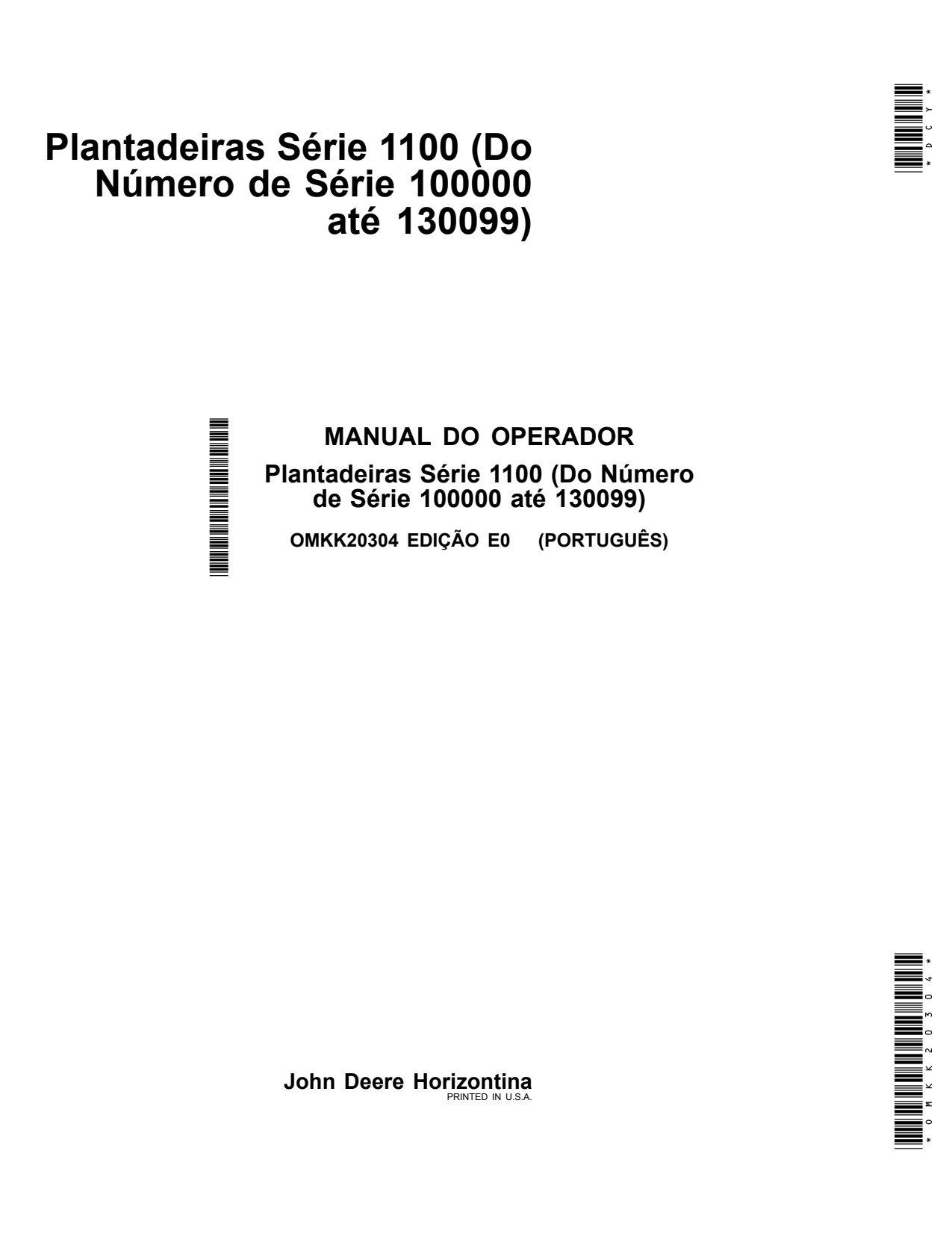 John Deere 1107 to 1113 1100 Planter Operator Manual OMKK20304 PT 1 John Deere 1107 to 1113 1100 Planter Operator Manual OMKK20304 PT