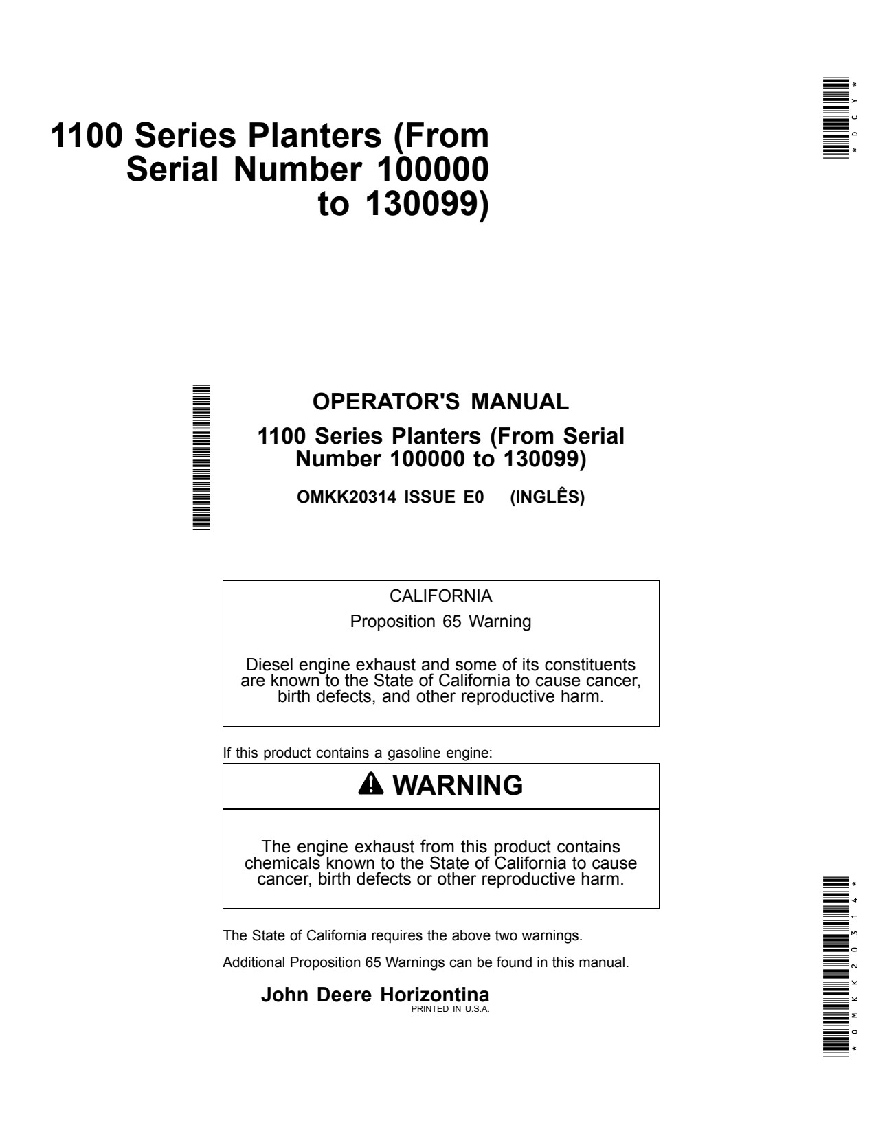 John Deere 1107 to 1113 Planter Operator Manual OMKK20314 1 John Deere 1107 to 1113 Planter Operator Manual OMKK20314