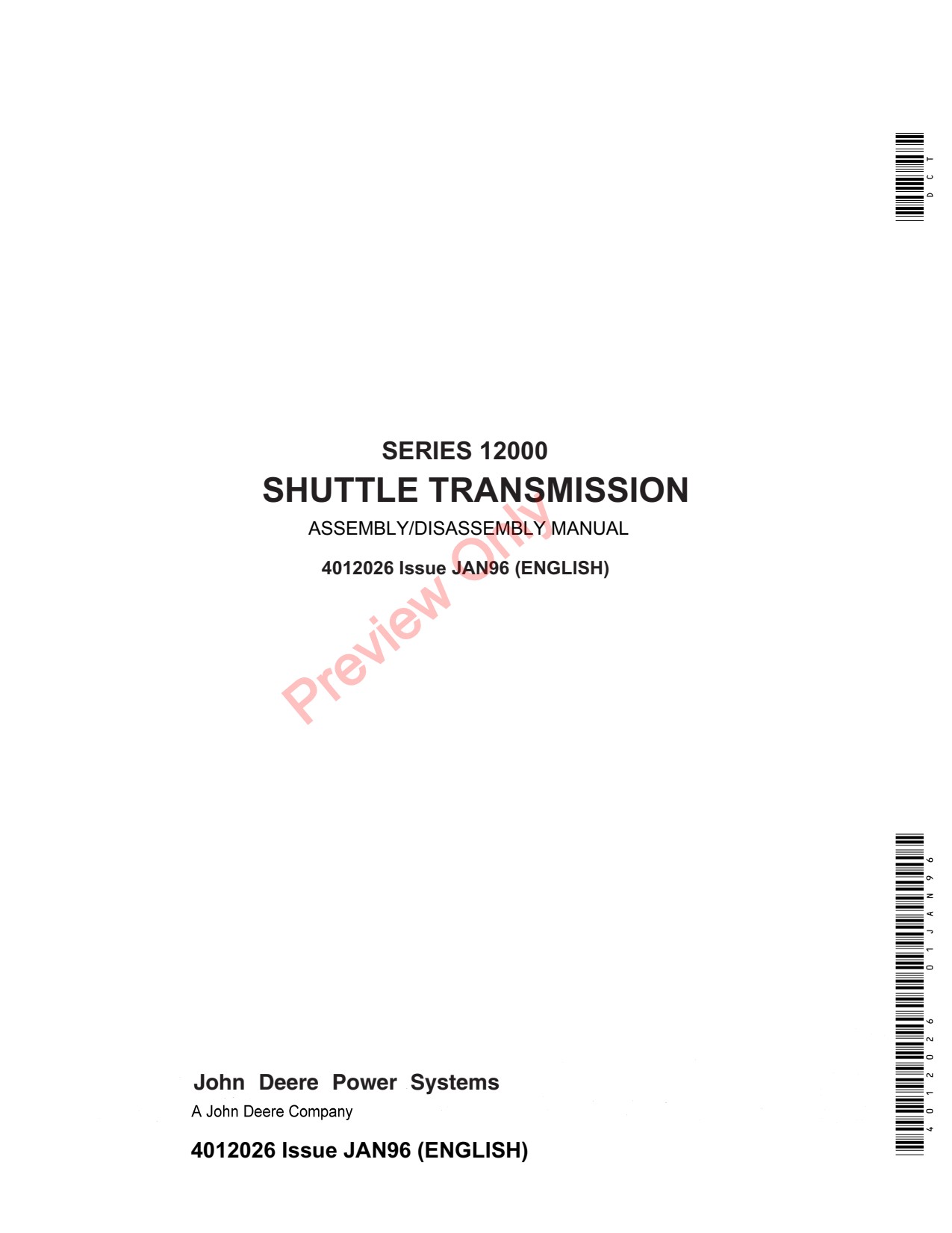 John Deere 12000 Transmission Technical Manual 4012026
