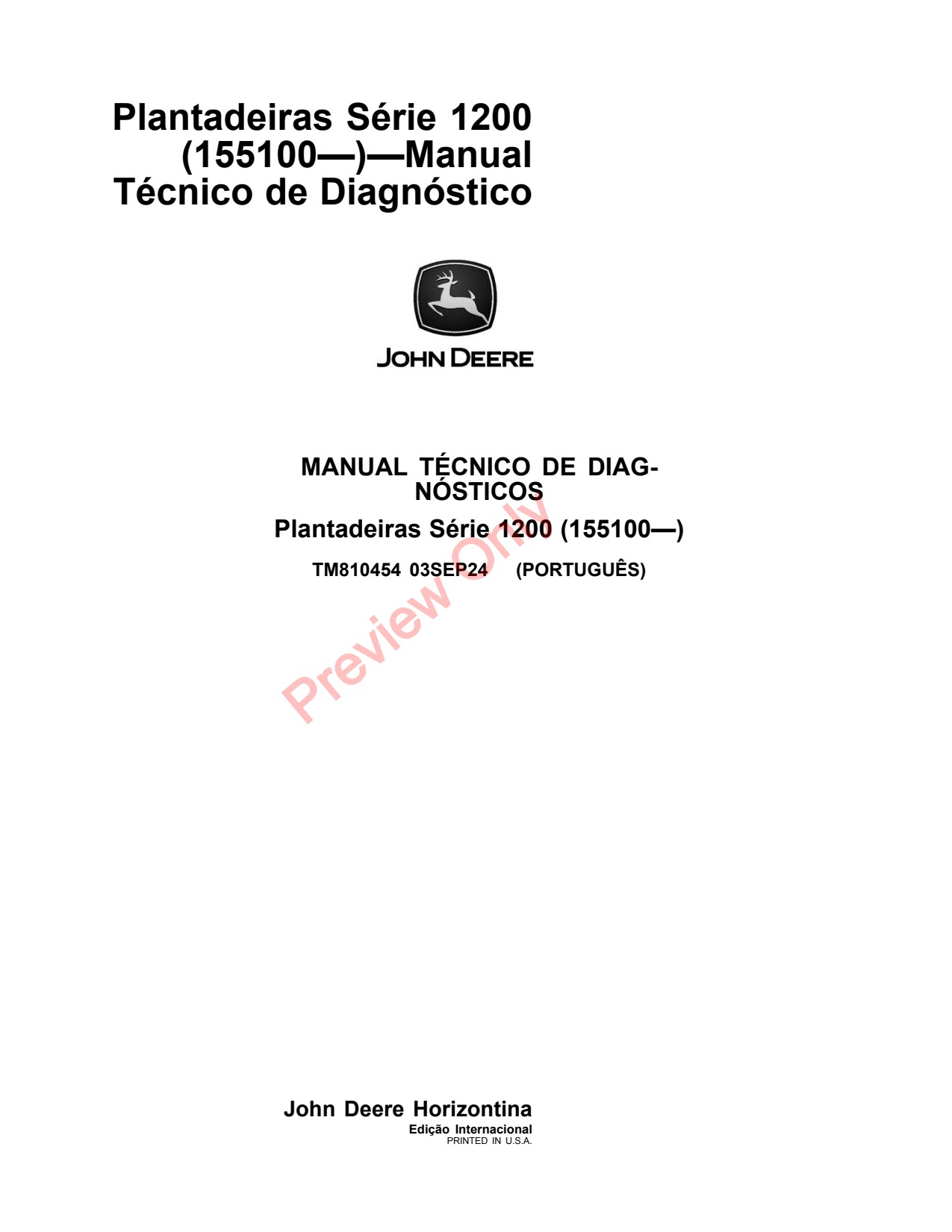 John Deere 1207 to 1213 1200 Planter Diagnostic Technical Manual TM810454 PT 1 John Deere 1207 to 1213 1200 Planter Diagnostic Technical Manual TM810454 PT