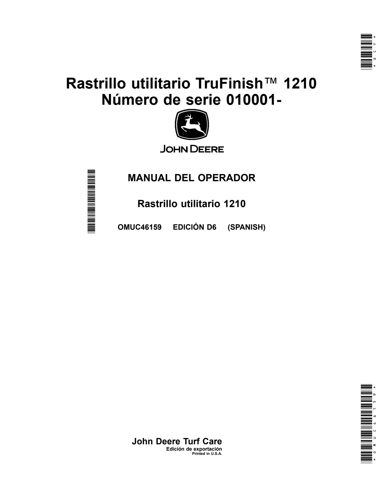 John Deere 1210 Utility Rake Operator Manual OMUC46159 ES 1 John Deere 1210 Utility Rake Operator Manual OMUC46159 ES