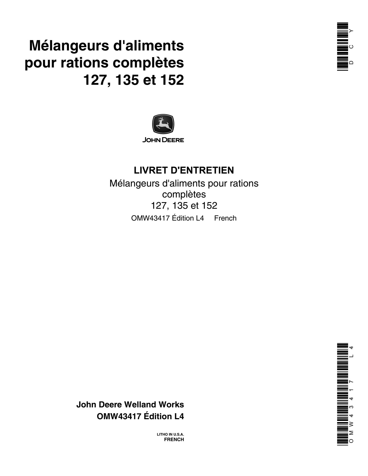 John Deere 127 135 152 Feed Grinder Mill Operator Manual OMW43417 FR 1 John Deere 127 135 152 Feed Grinder Mill Operator Manual OMW43417 FR
