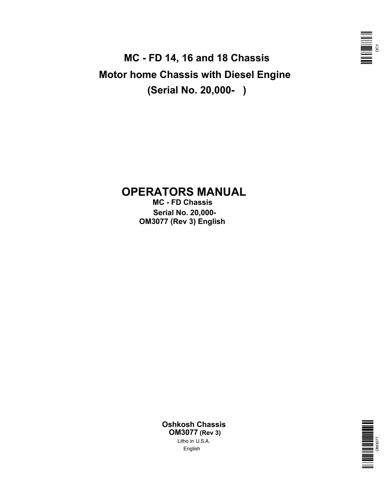 John Deere 14 to 18 Oshkosh 20 Diesel Engine Operator Manual OM3077 1 John Deere 14 to 18 Oshkosh 20 Diesel Engine Operator Manual OM3077