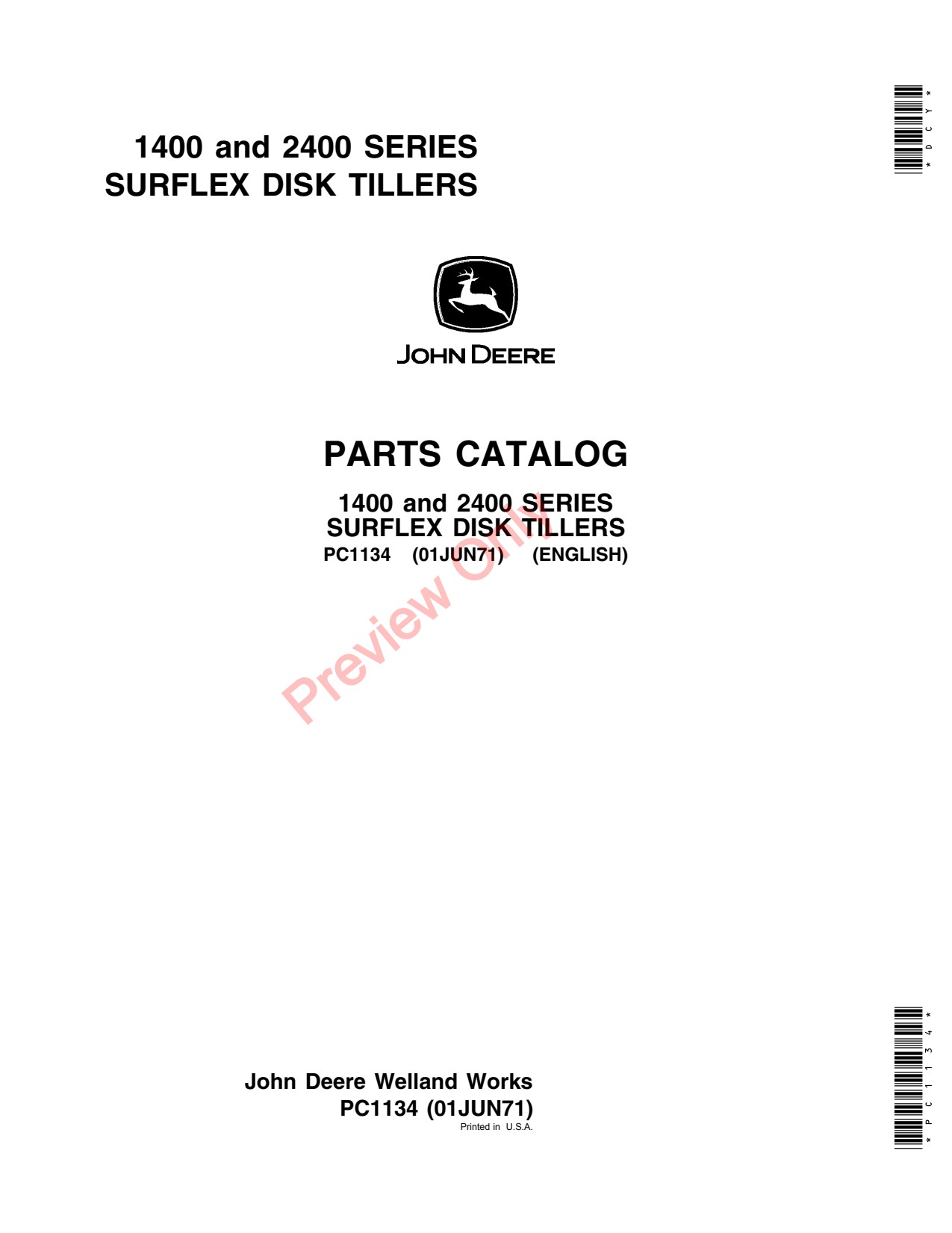 John Deere 1400 2400 Surflex Disk Tiller Parts Catalog PC1134 1 John Deere 1400 2400 Surflex Disk Tiller Parts Catalog PC1134
