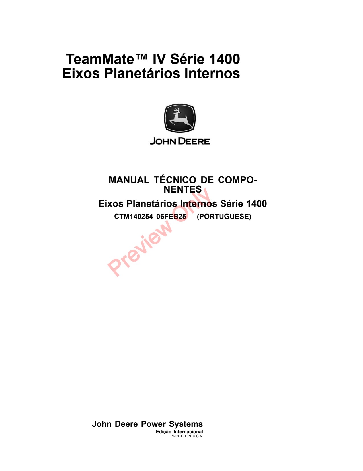 John Deere 1400 Axles Inboard Planetary Axle Component Technical Manual CTM140254 PT 1 John Deere 1400 Axles Inboard Planetary Axle Component Technical Manual CTM140254 PT