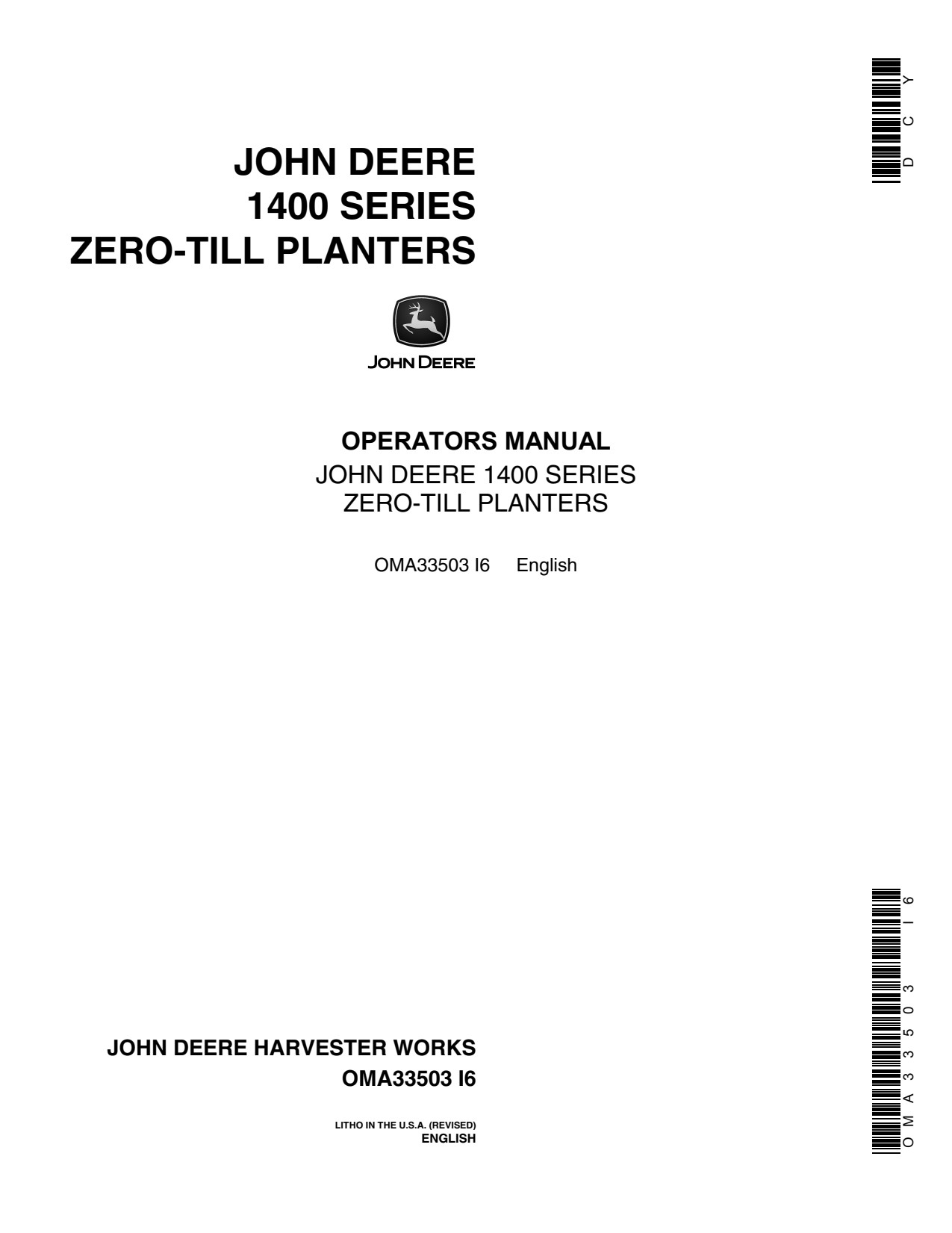 John Deere 1400 Zero-till Planter Operator Manual OMA33503 1 John Deere 1400 Zero-till Planter Operator Manual OMA33503