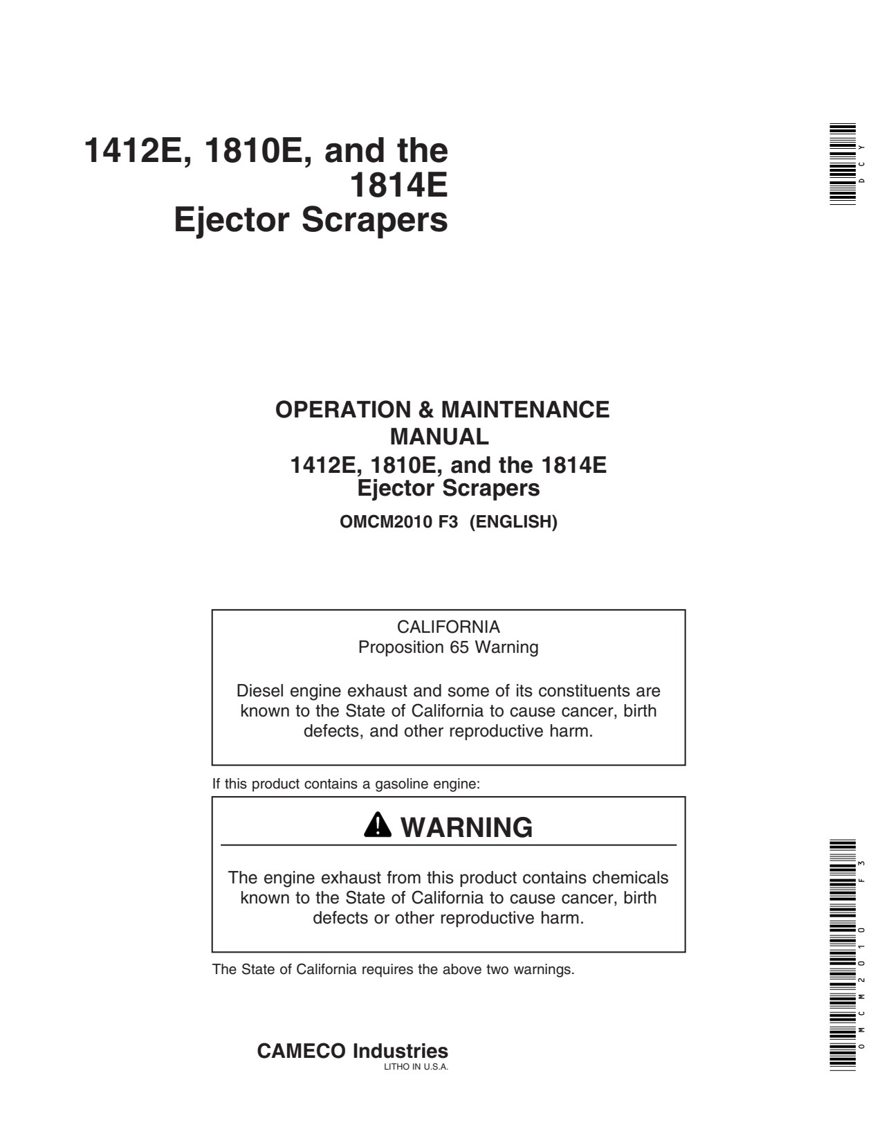 John Deere 1412E 1810E 1814E Ejector Scraper Operator Manual OMCM2010 1 John Deere 1412E 1810E 1814E Ejector Scraper Operator Manual OMCM2010