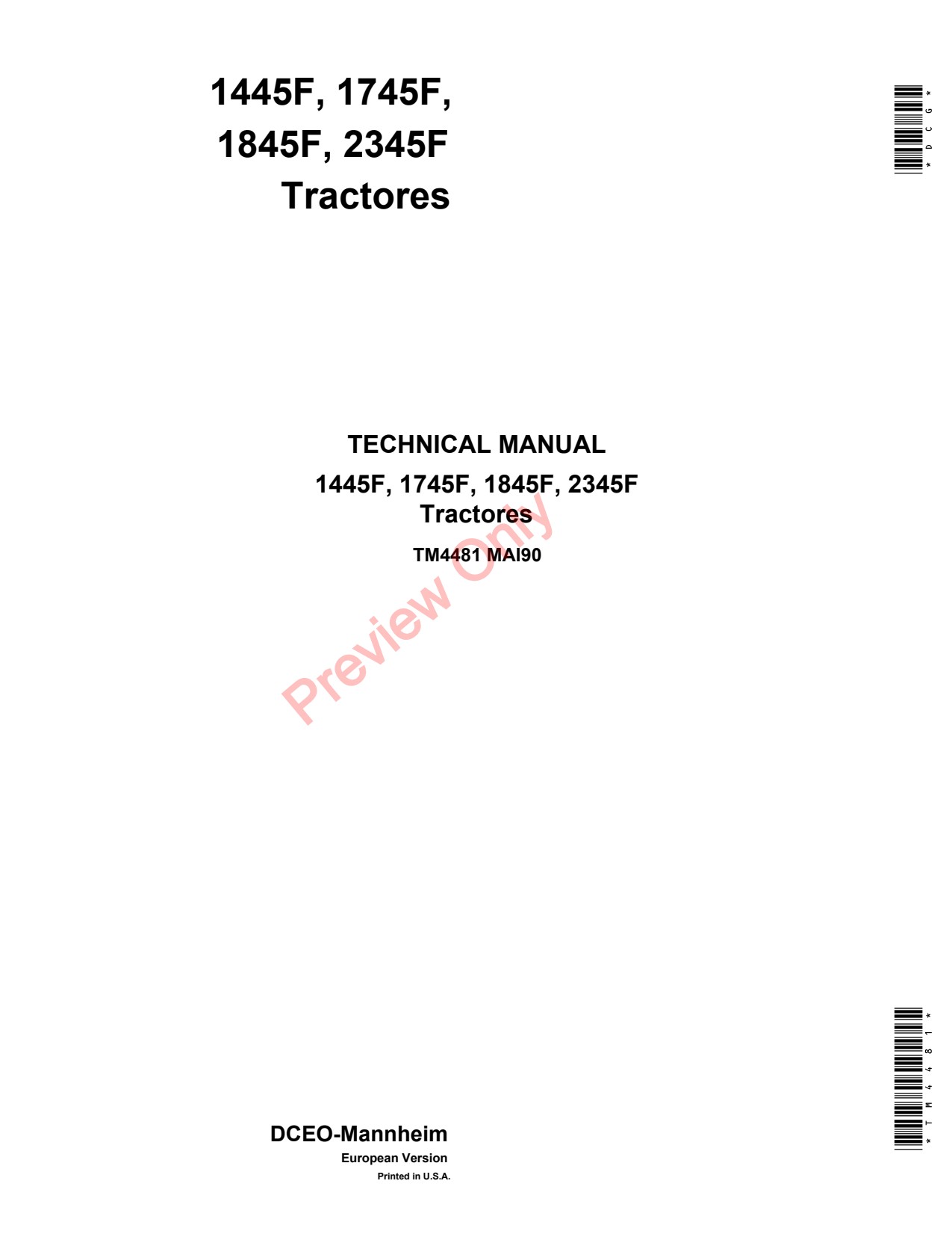 John Deere 1445F 1745F 1845F 2345F Header Platform Technical Manual TM4481 1 John Deere 1445F 1745F 1845F 2345F Header Platform Technical Manual TM4481