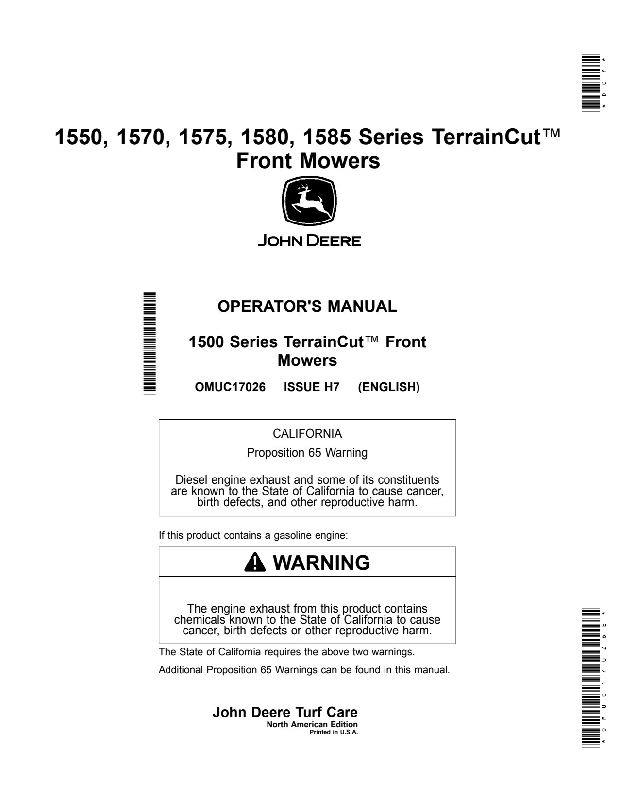 John Deere 1550 1570 to 1585 Front Mower Operator Manual OMUC17026E 1 John Deere 1550 1570 to 1585 Front Mower Operator Manual OMUC17026E