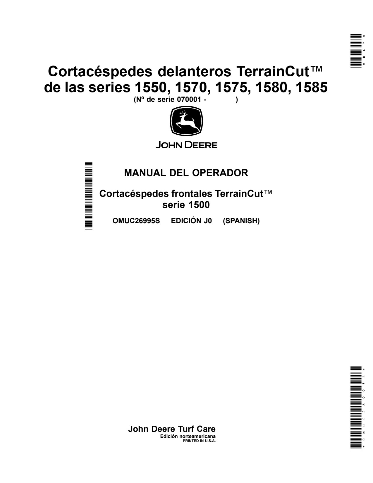 John Deere 1550 1570 to 1585 Front Mower Operator Manual OMUC26995S ES 1 John Deere 1550 1570 to 1585 Front Mower Operator Manual OMUC26995S ES