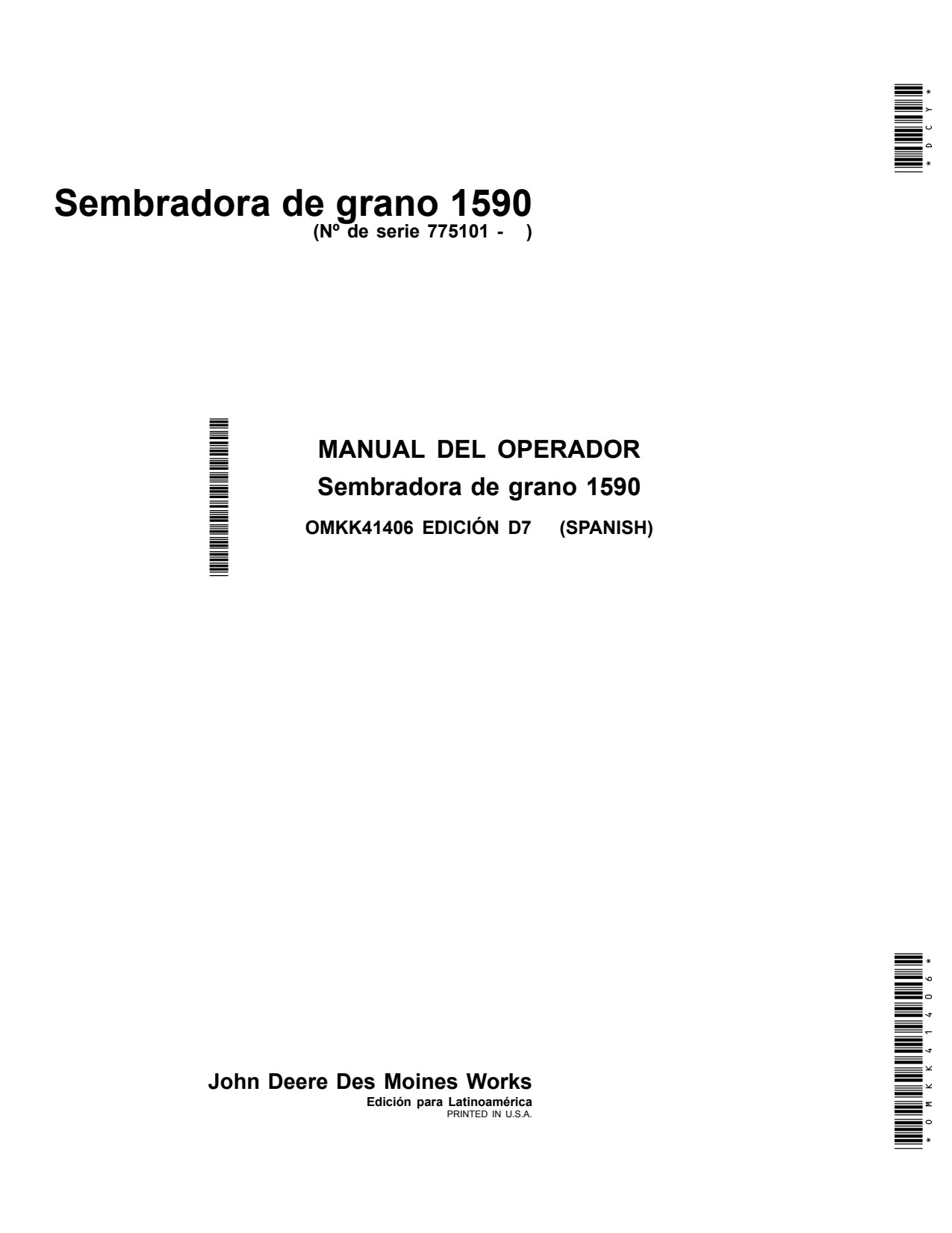 John Deere 1590 Grain Drill Operator Manual OMKK41406 ES 1 John Deere 1590 Grain Drill Operator Manual OMKK41406 ES