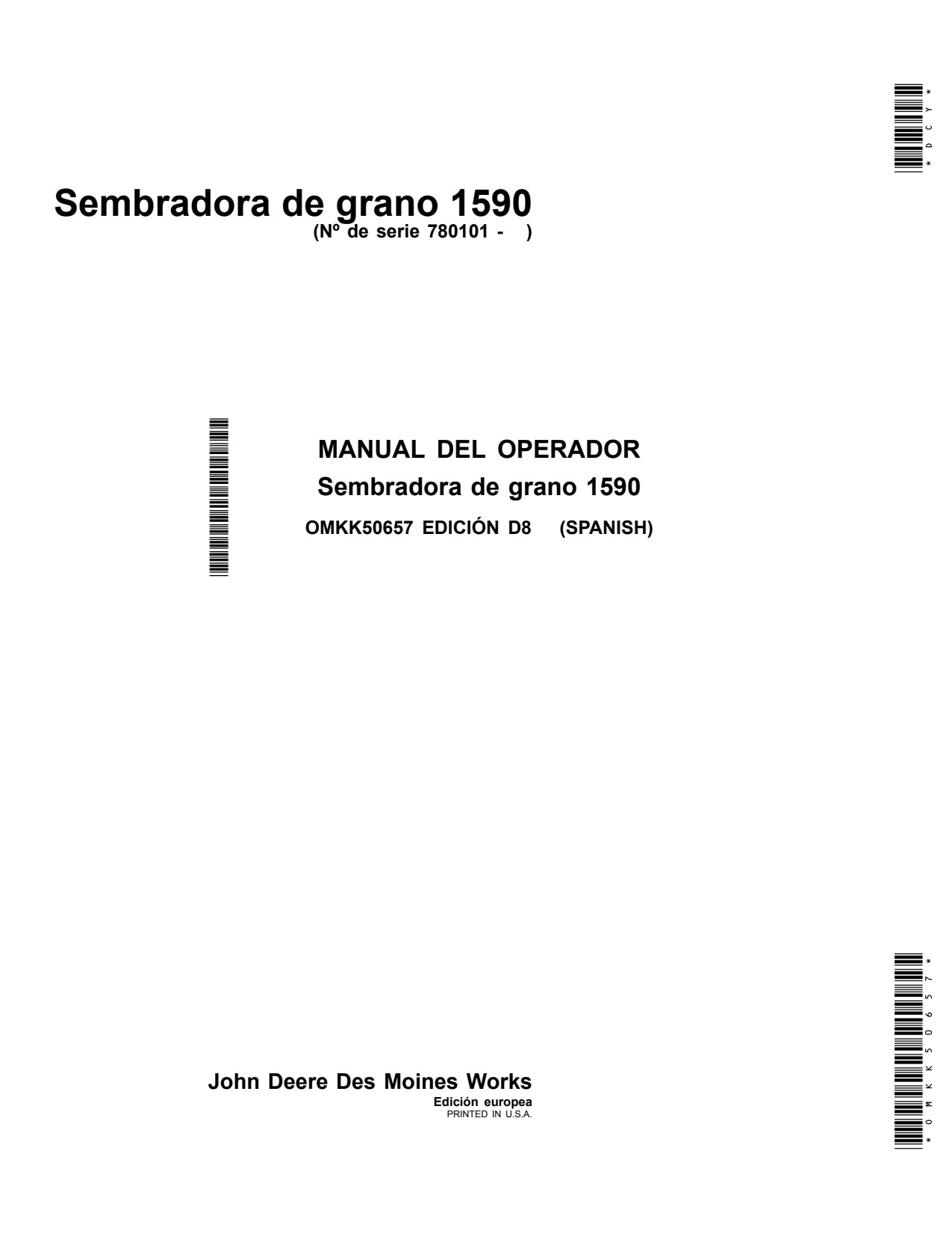 John Deere 1590 Grain Drill Operator Manual OMKK50657 ES 1 John Deere 1590 Grain Drill Operator Manual OMKK50657 ES