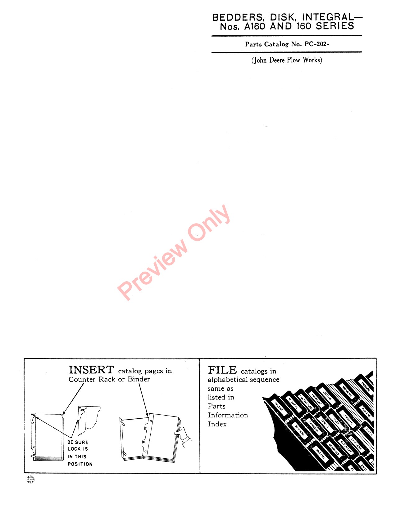 John Deere 162 A162 164 A164 Integral Disk Bedder Parts Catalog PC202 1 John Deere 162 A162 164 A164 Integral Disk Bedder Parts Catalog PC202