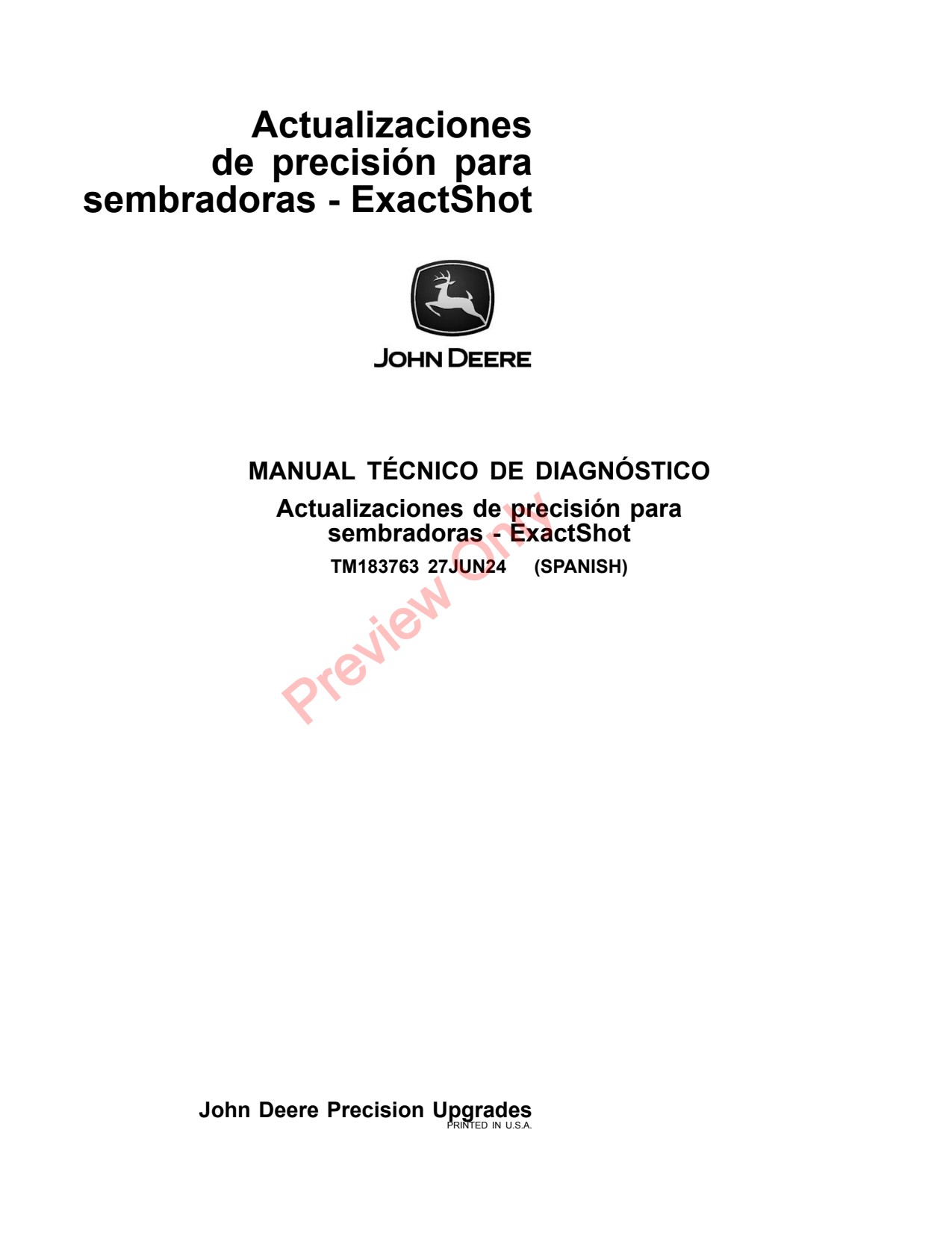 John Deere 1700 1705 1720 to 1735 1750 1785 815101 Planter Diagnostic Technical Manual TM183763 ES 1 John Deere 1700 1705 1720 to 1735 1750 1785 815101 Planter Diagnostic Technical Manual TM183763 ES