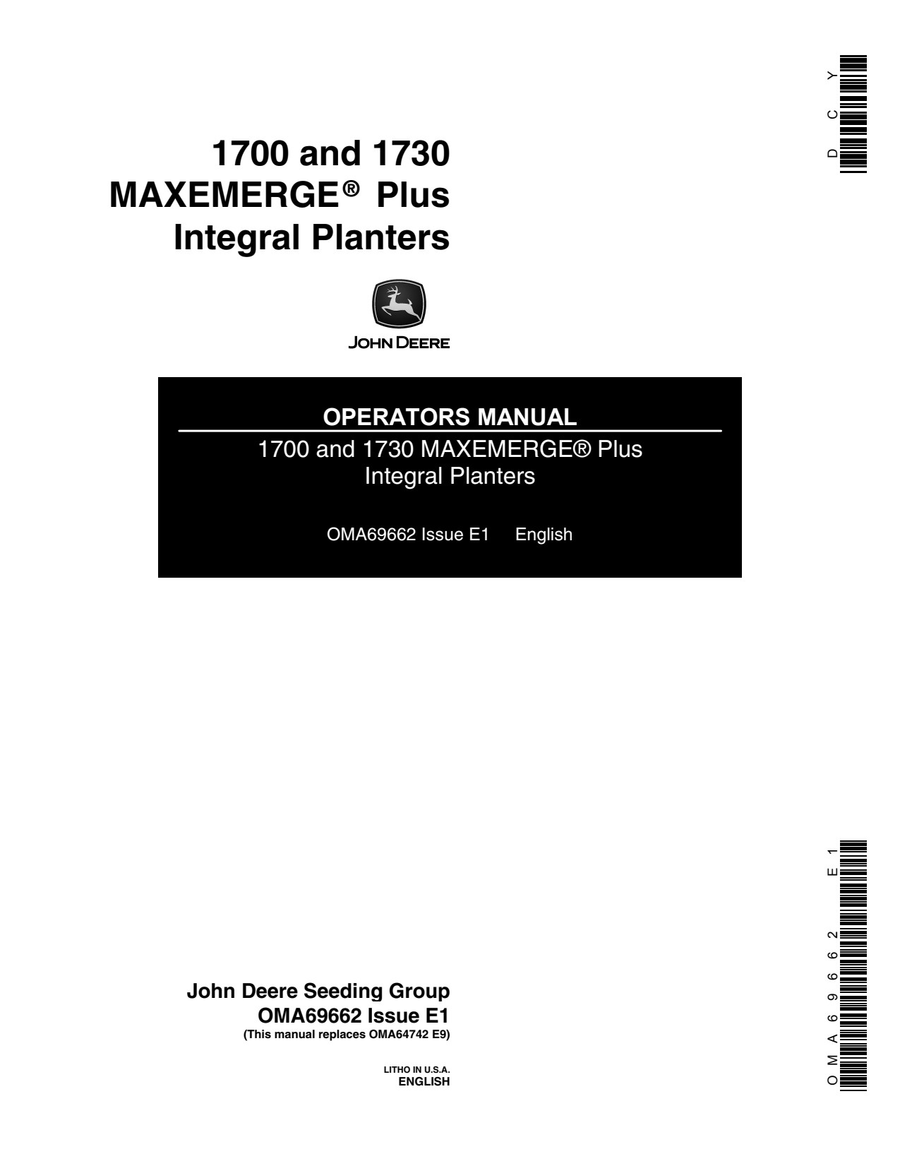 John Deere 1700 1730 Plus Integral Planter Operator Manual OMA69662 1 John Deere 1700 1730 Plus Integral Planter Operator Manual OMA69662