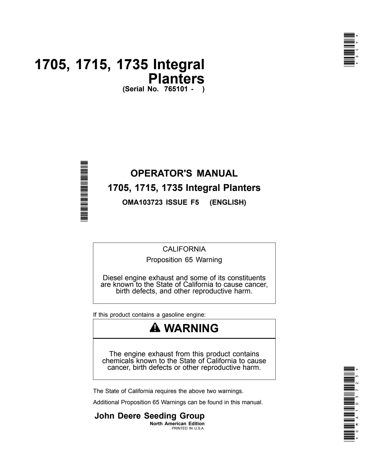 John Deere 1705 1715 1735 Integral Planter Operator Manual OMA103723 1 John Deere 1705 1715 1735 Integral Planter Operator Manual OMA103723