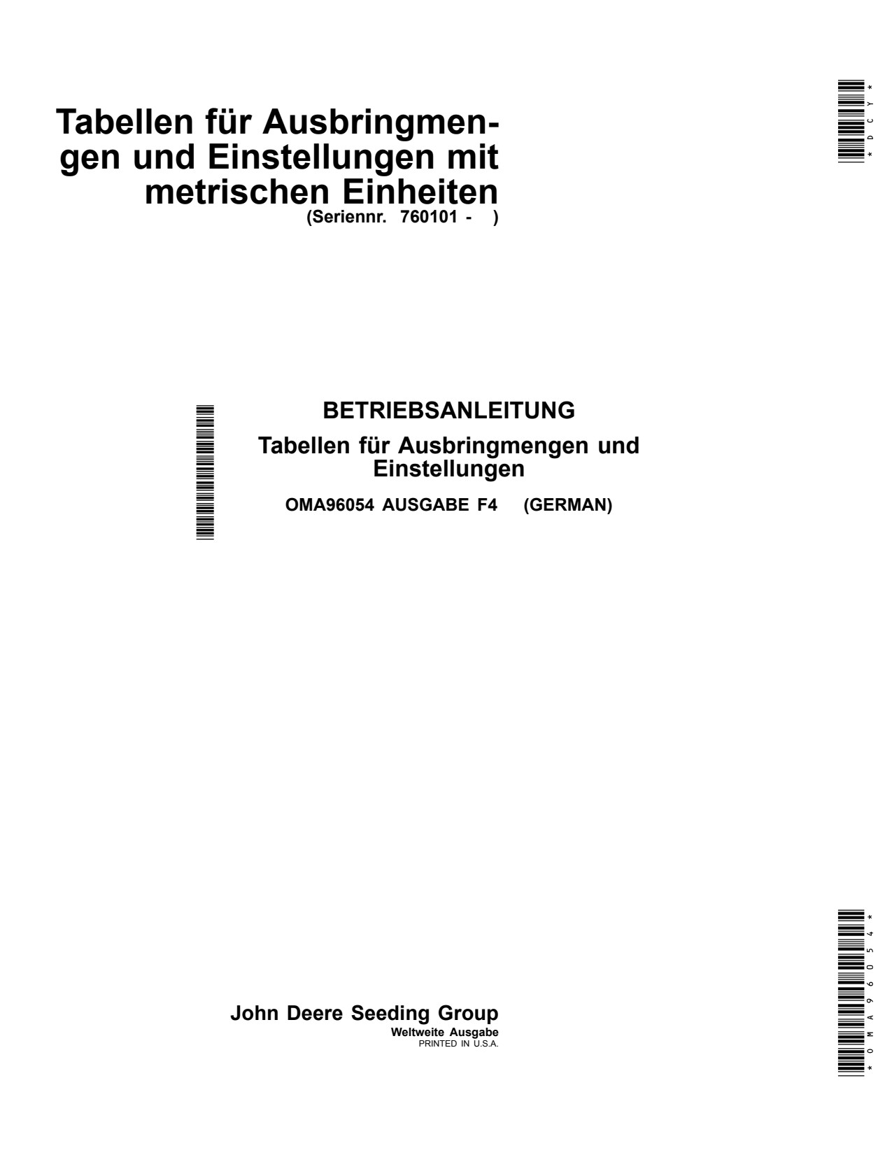 John Deere 1705 to 1735 1755 1765 1765NT 1775 12 Row 1775NT 16 24 1785 1795 Planter Operator Manual OMA96054 DE 1 John Deere 1705 to 1735 1755 1765 1765NT 1775 12 Row 1775NT 16 24 1785 1795 Planter Operator Manual OMA96054 DE