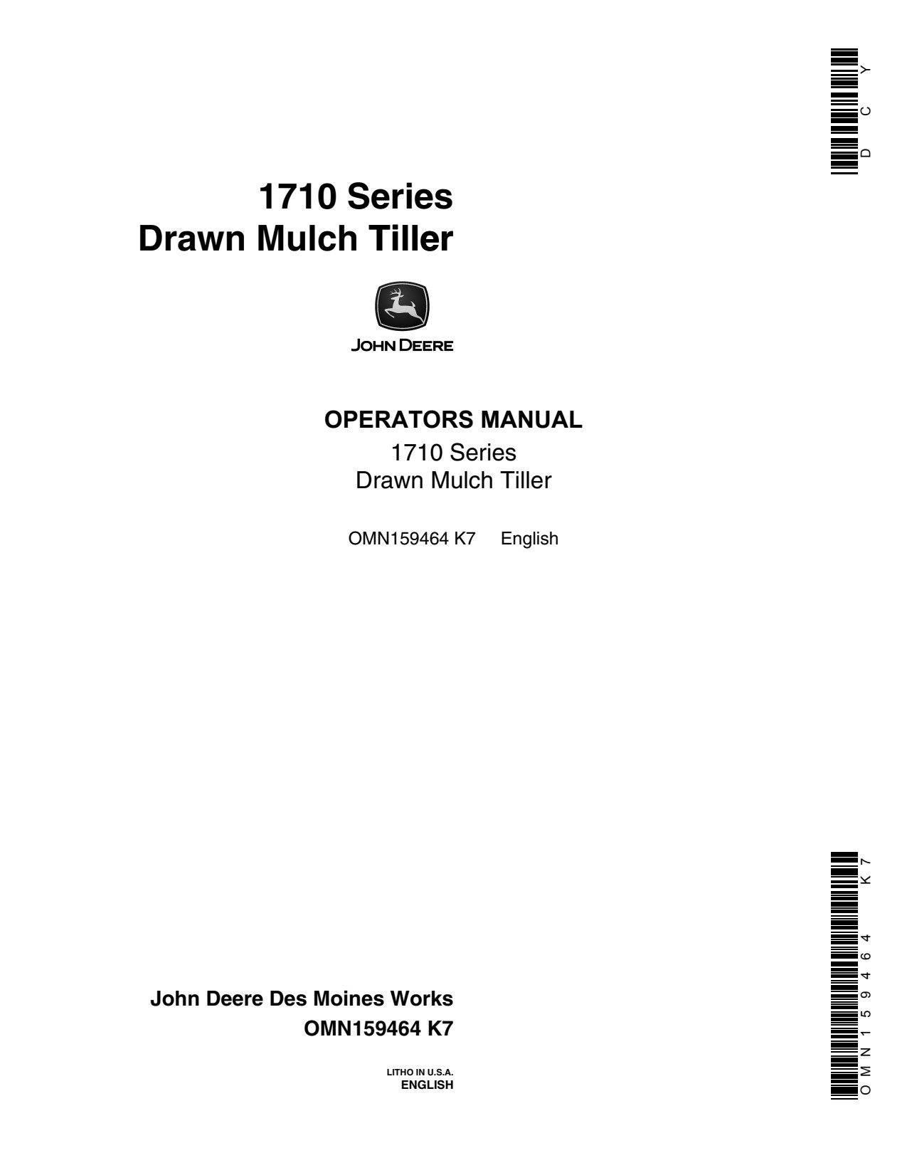 John Deere 1710 Drawn Mulch Tiller Operator Manual OMN159464 1 John Deere 1710 Drawn Mulch Tiller Operator Manual OMN159464