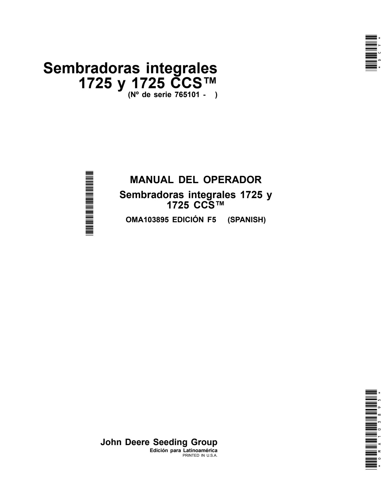 John Deere 1725 Planter Operator Manual OMA103895 ES 1 John Deere 1725 Planter Operator Manual OMA103895 ES