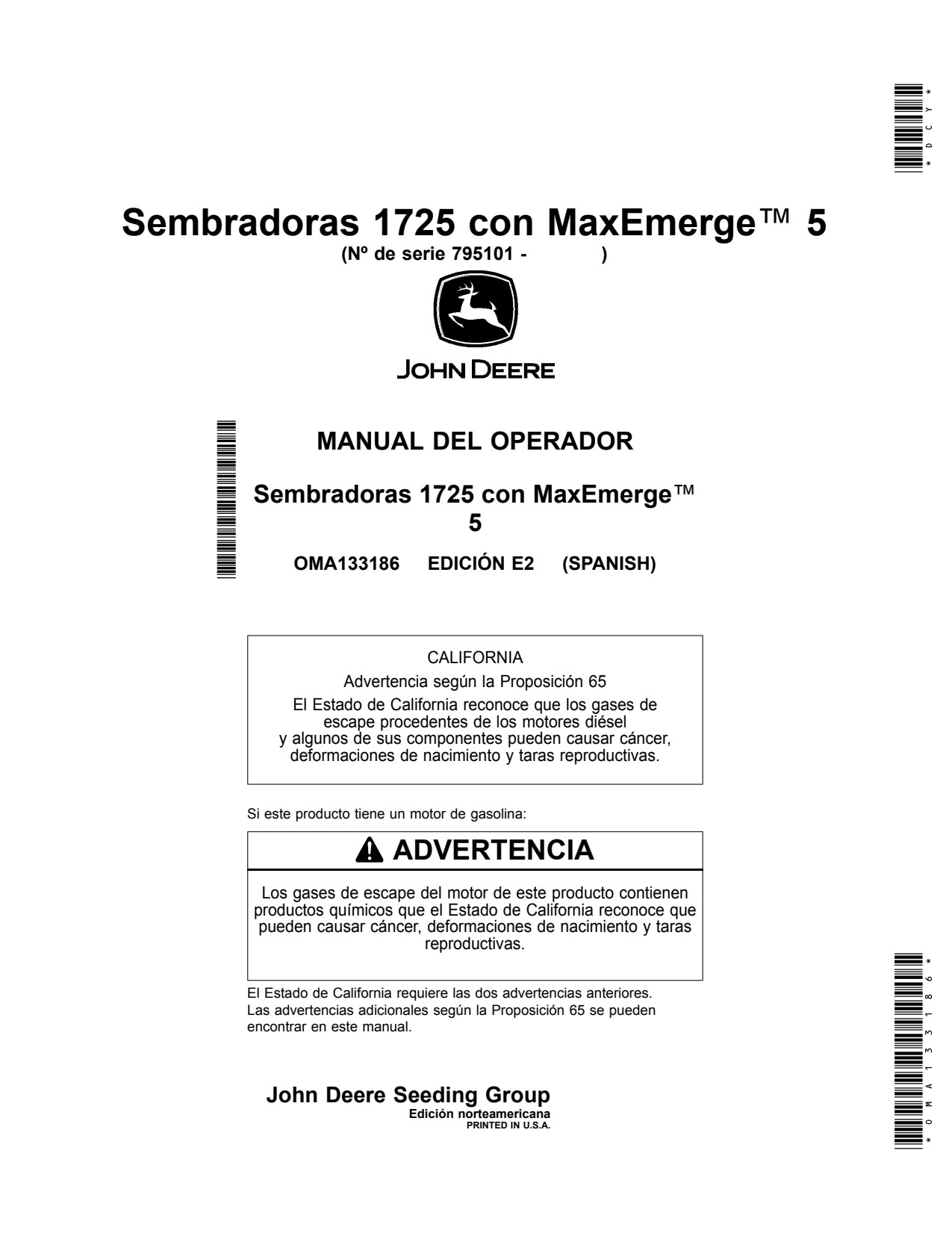John Deere 1725 Planter Operator Manual OMA133186 ES 1 John Deere 1725 Planter Operator Manual OMA133186 ES