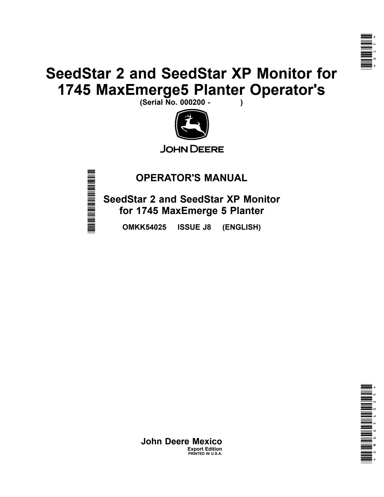 John Deere 1745 Planter Operator Manual OMKK54025 1 John Deere 1745 Planter Operator Manual OMKK54025