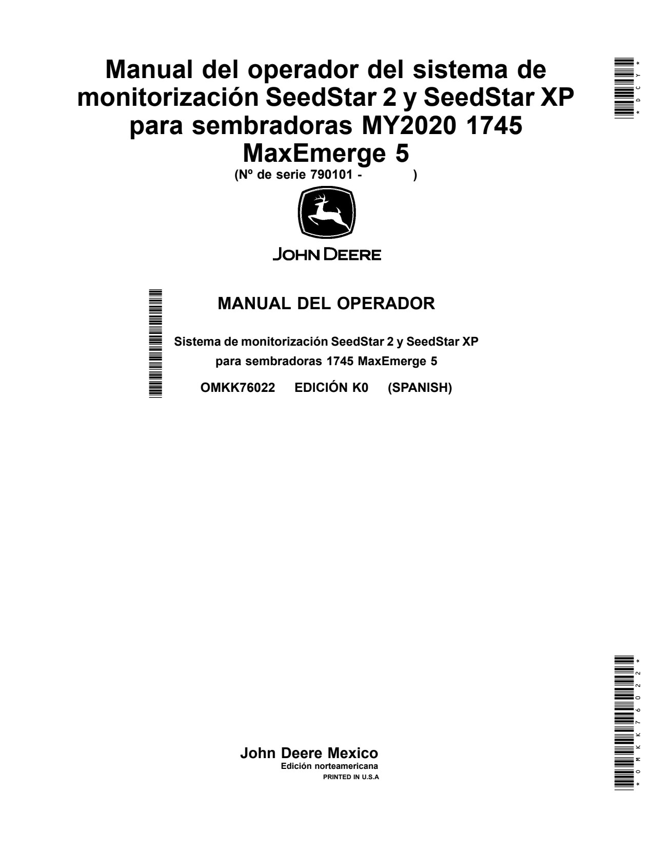 John Deere 1745 Planter Operator Manual OMKK76022 ES 1 John Deere 1745 Planter Operator Manual OMKK76022 ES