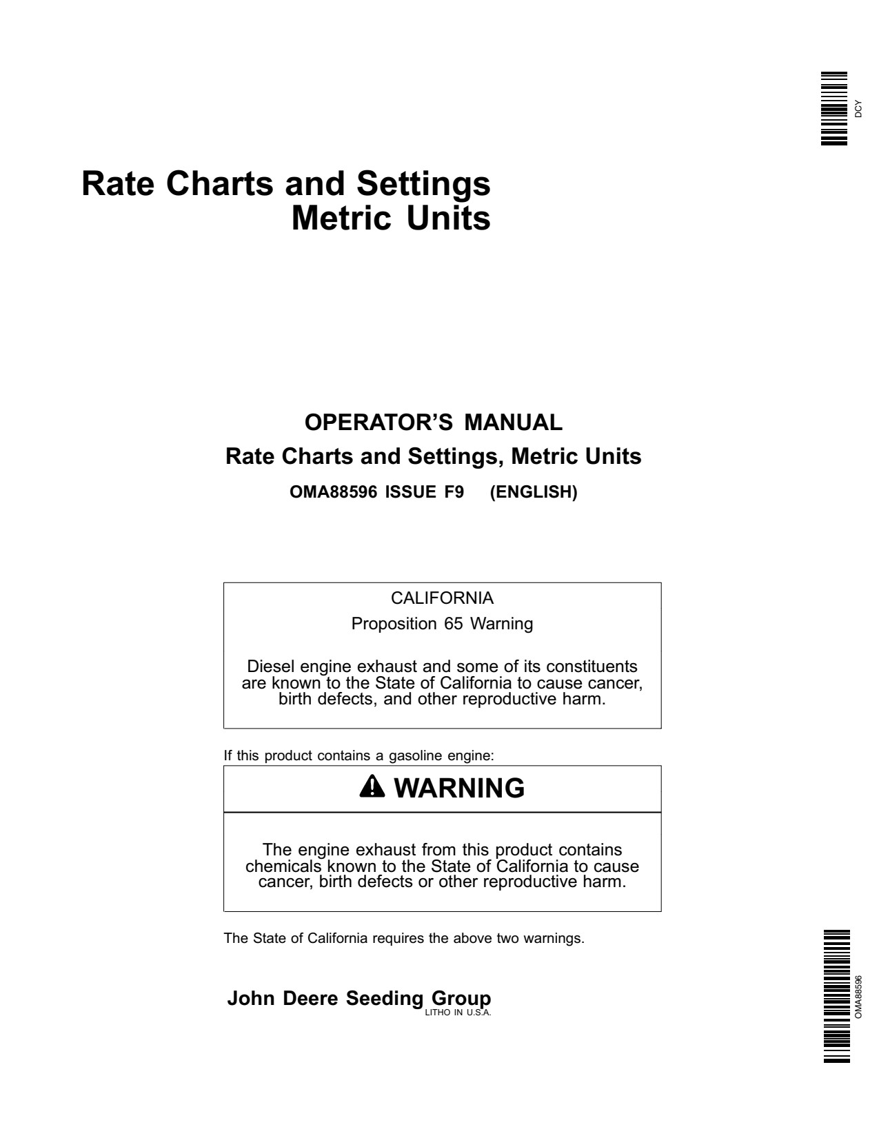 John Deere 1750 1700 1720 1730 1770 1770NT 1710 DR12 DR16 DR18 DR24 1760 Planter Operator Manual OMA88596 1 John Deere 1750 1700 1720 1730 1770 1770NT 1710 DR12 DR16 DR18 DR24 1760 Planter Operator Manual OMA88596