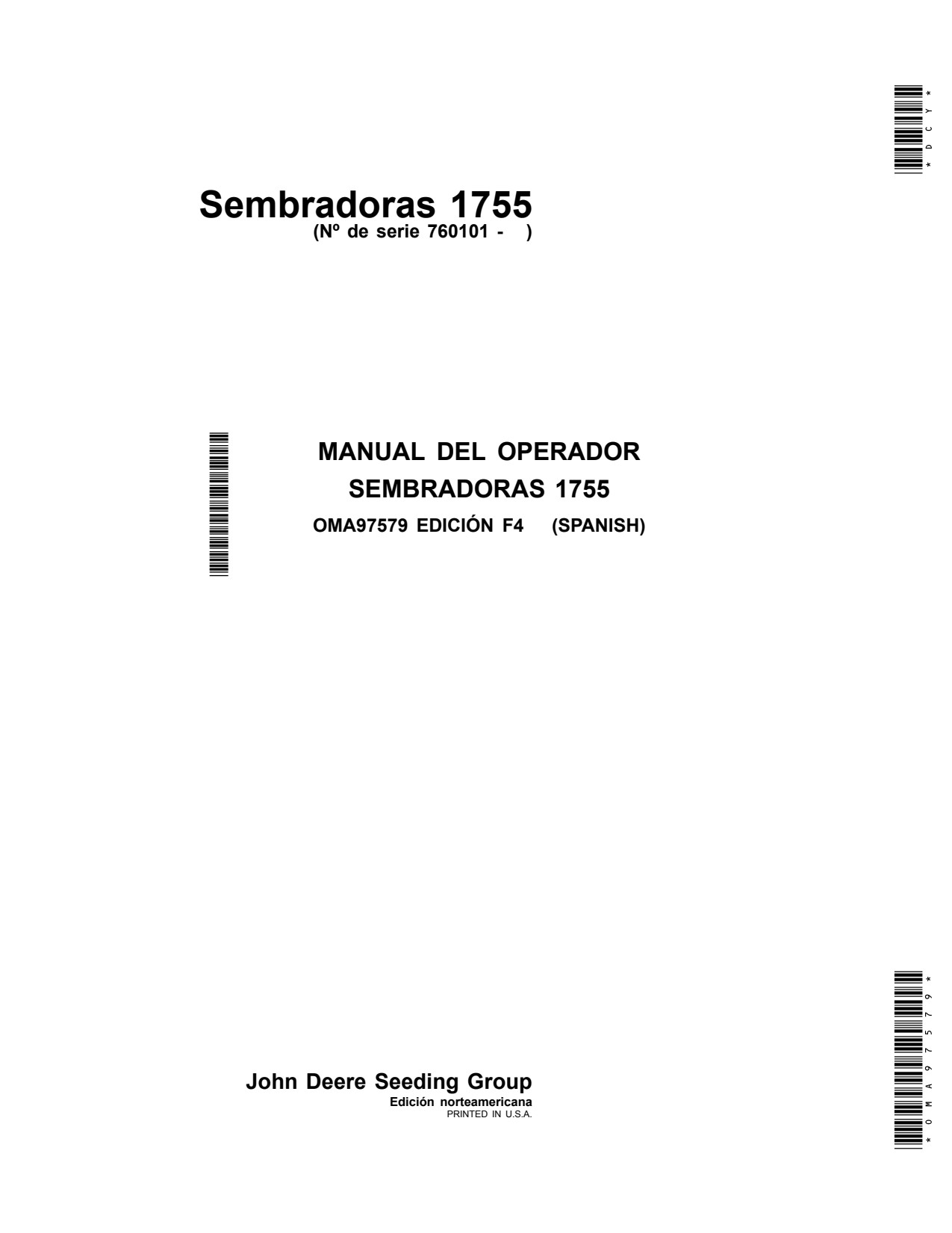 John Deere 1755 Planter Operator Manual OMA97579 ES 1 John Deere 1755 Planter Operator Manual OMA97579 ES