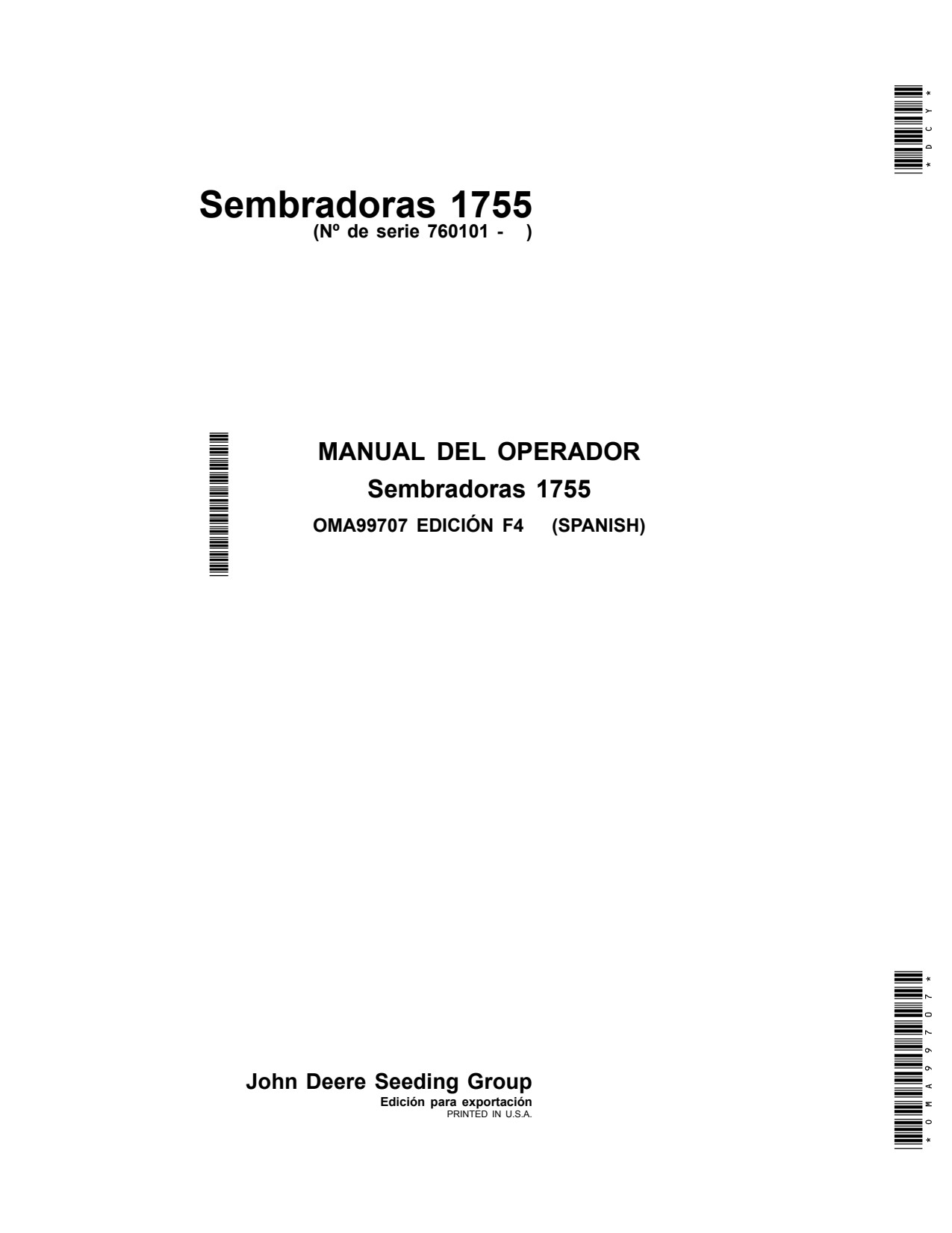John Deere 1755 Planter Operator Manual OMA99707 ES 1 John Deere 1755 Planter Operator Manual OMA99707 ES