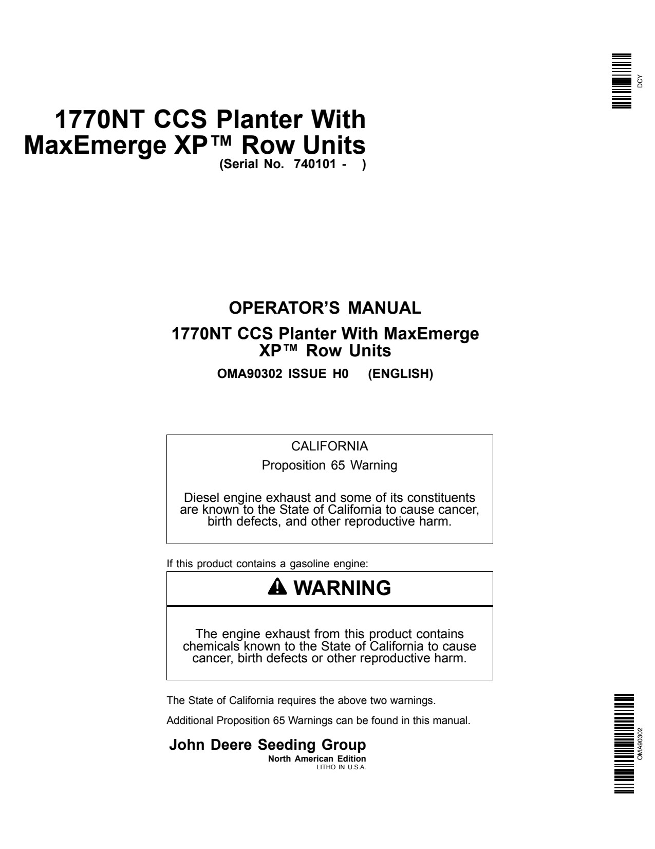 John Deere 1770NT 12 16 24 CCS Planter Operator Manual OMA90302 1 John Deere 1770NT 12 16 24 CCS Planter Operator Manual OMA90302
